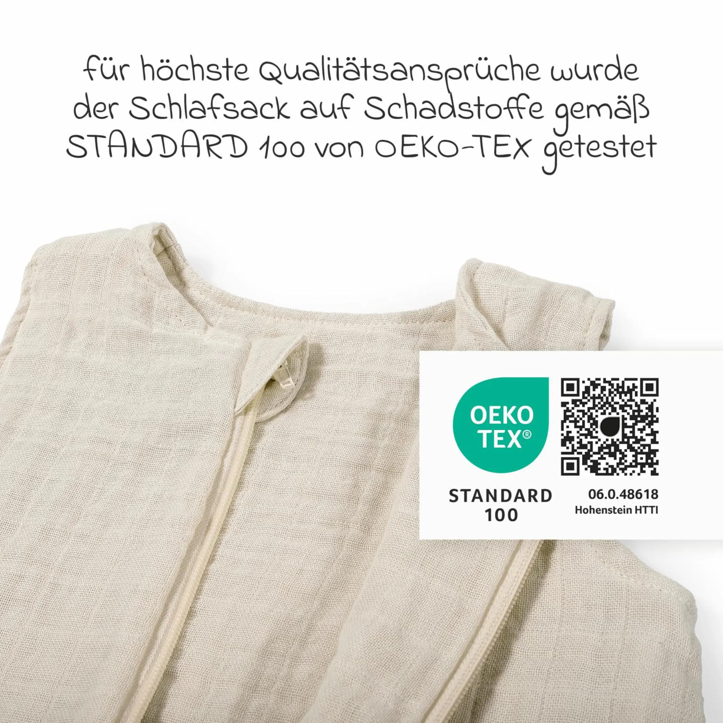 Musselin-Schlafsack - Beige - Gr. 60 cm