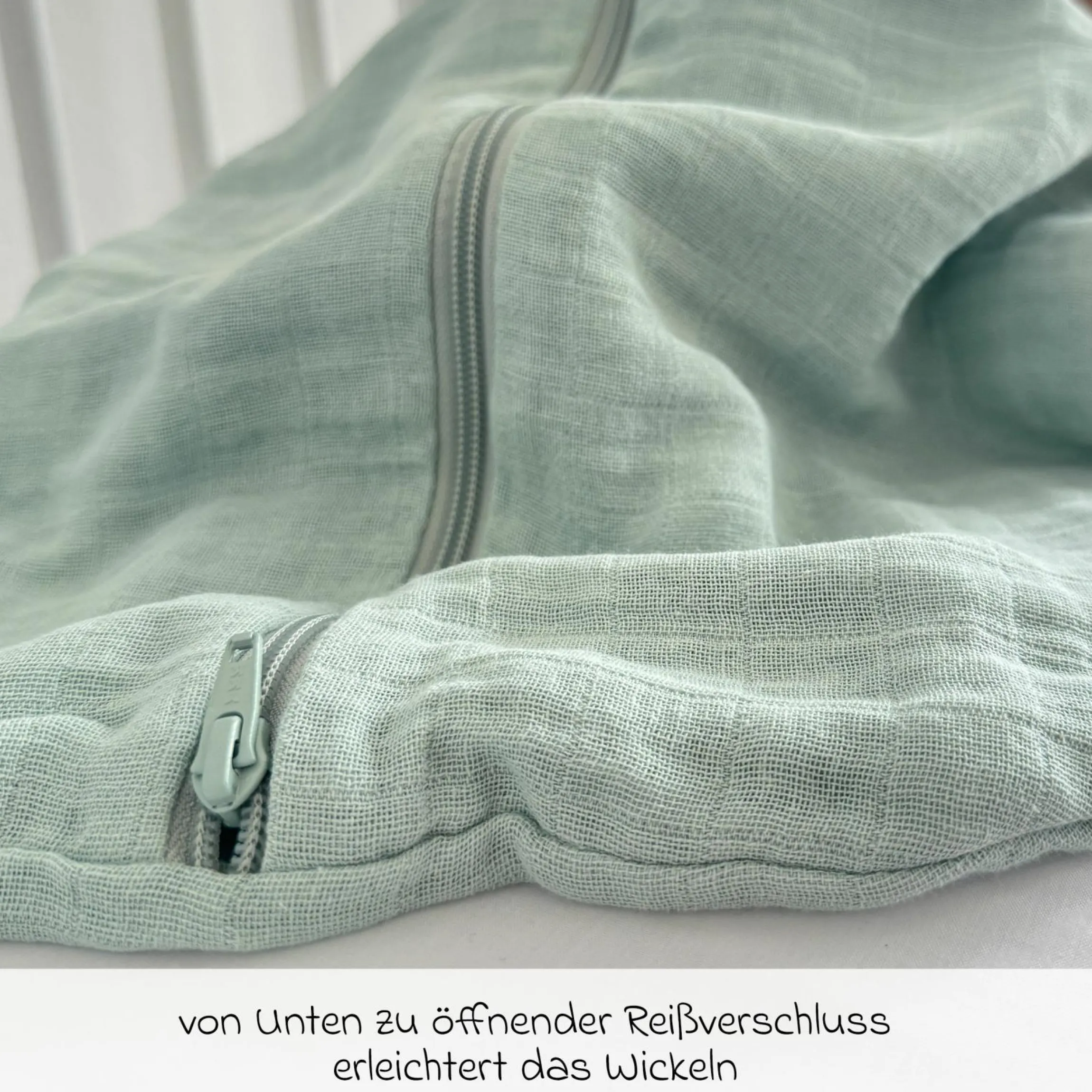Musselin-Schlafsack - Mintgrün - Gr. 90 cm