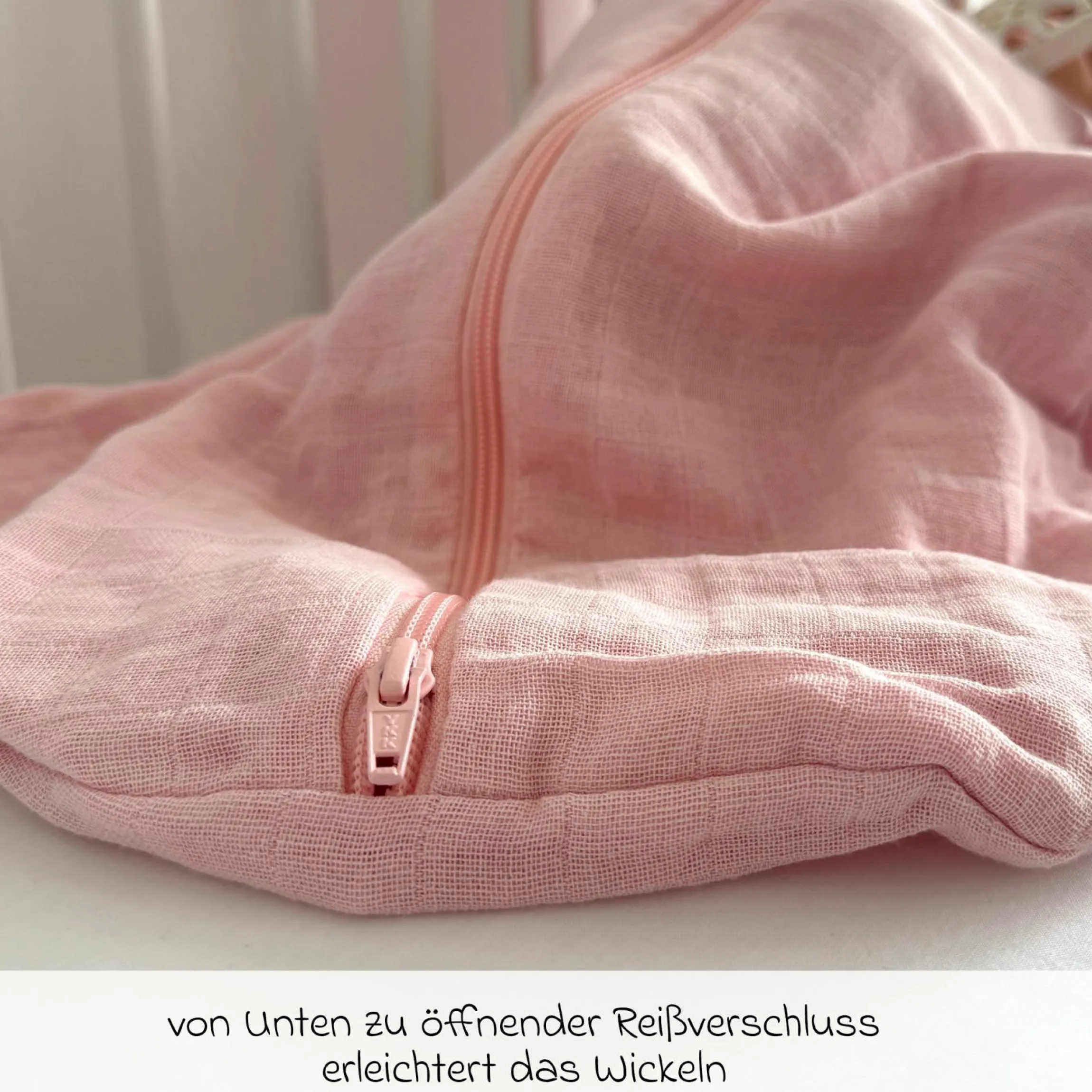 Musselin-Schlafsack - Puderrosa - Gr. 90 cm