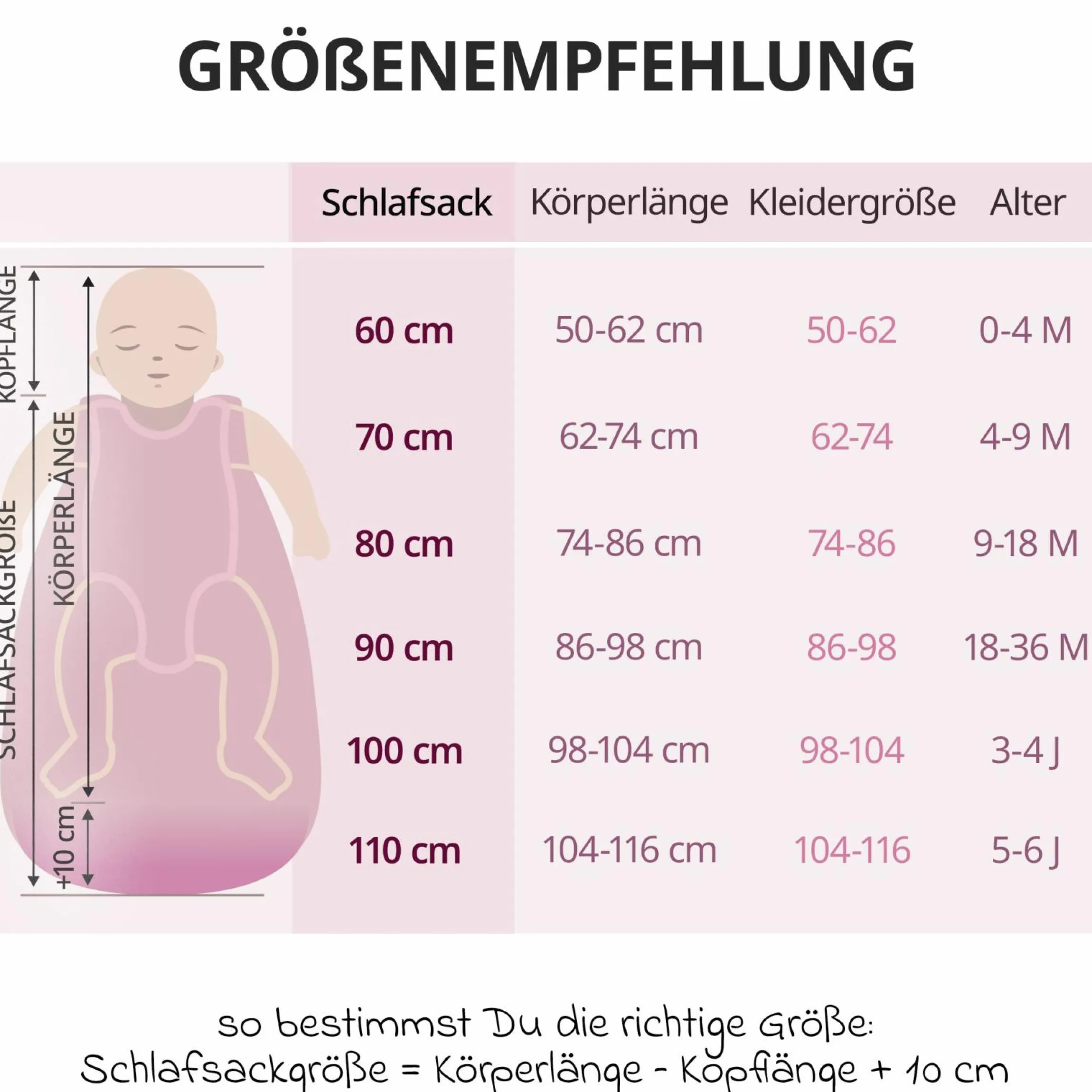 Musselin-Schlafsack - Puderrosa - Gr. 90 cm