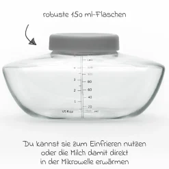Muttermilch-Auffangflasche 3er Pack für Milchpumpe Elvie Pump 150 ml - Clear