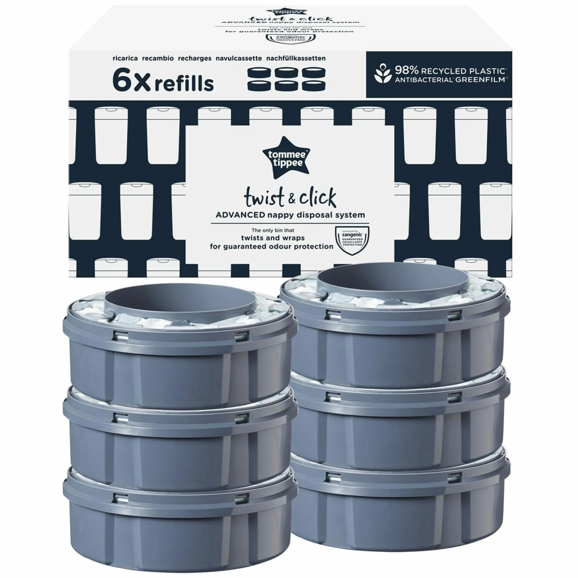 Nachfüllkassette für Windeleimer Twist and Click Sangenic - 6er Pack - Greenfilm™