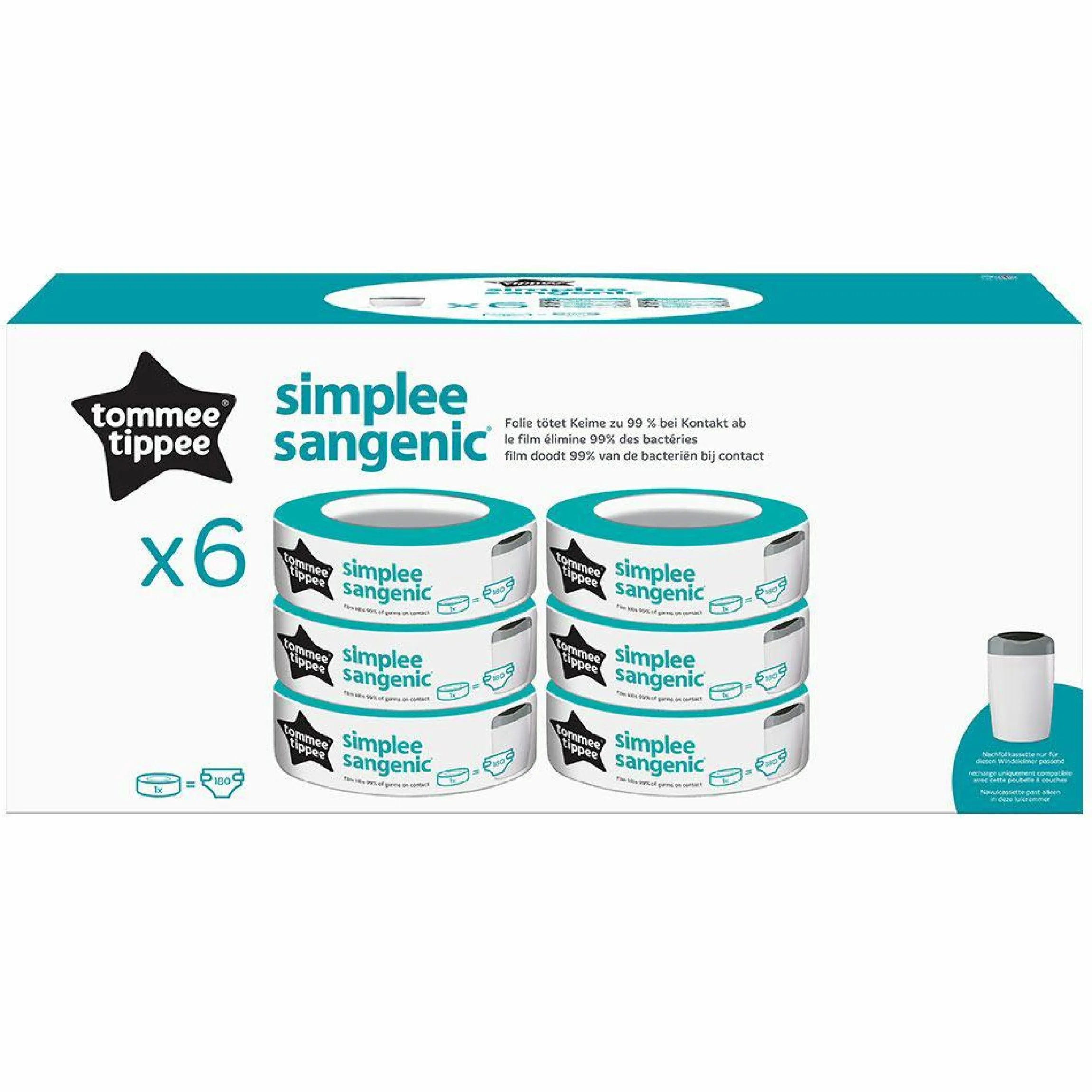 Nachfüllkassette für Windeleimer Simplee Sangenic - 6er Pack - Greenfilm™