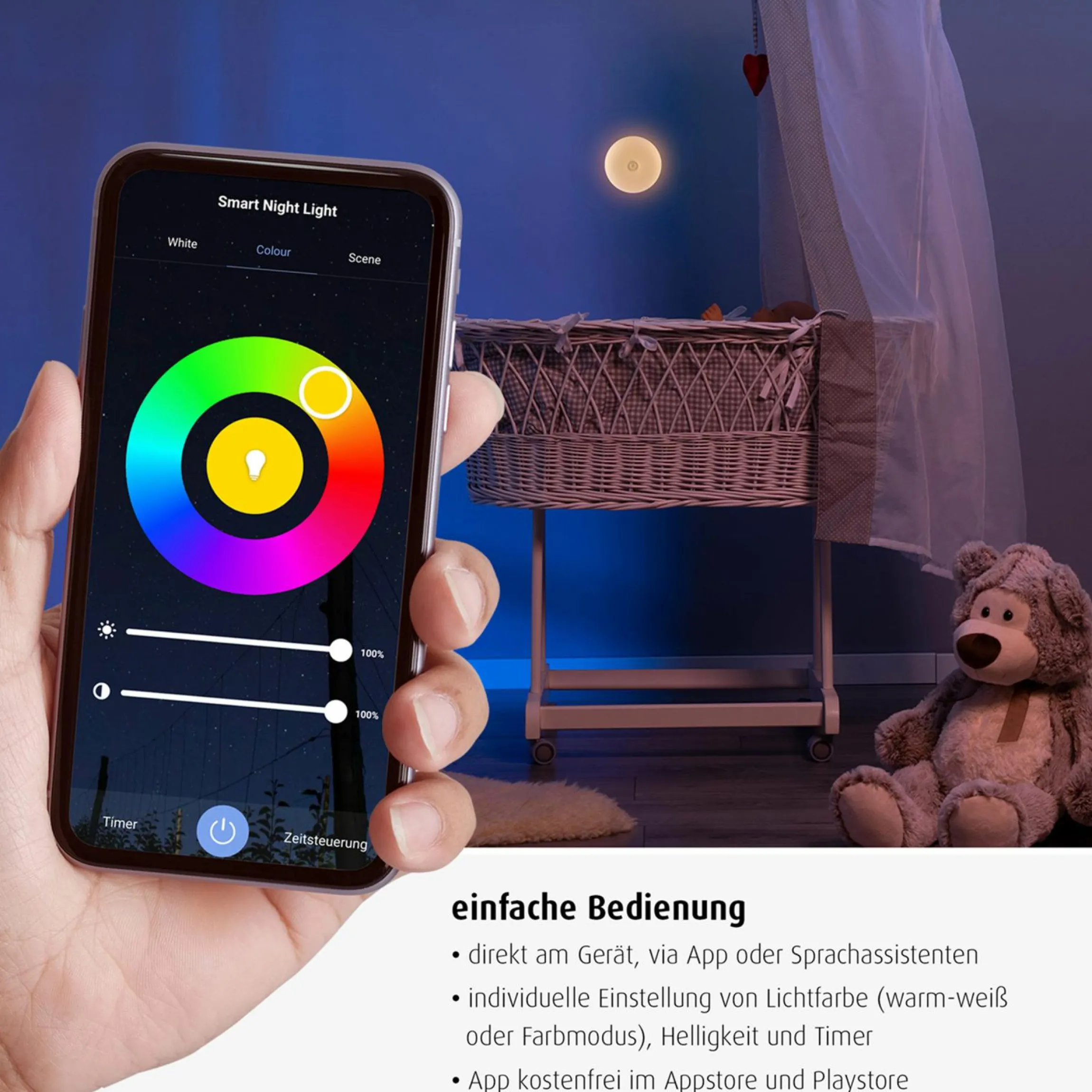 Nachtlicht / Einschlaflicht NightGuide SmartLight - mit Bewegungsensor -per App steuerbar