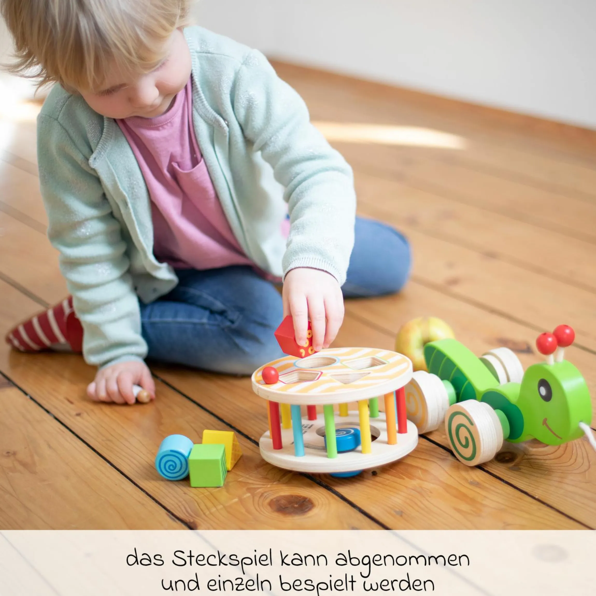 Nachziehtier Schnecke mit Steckspiel