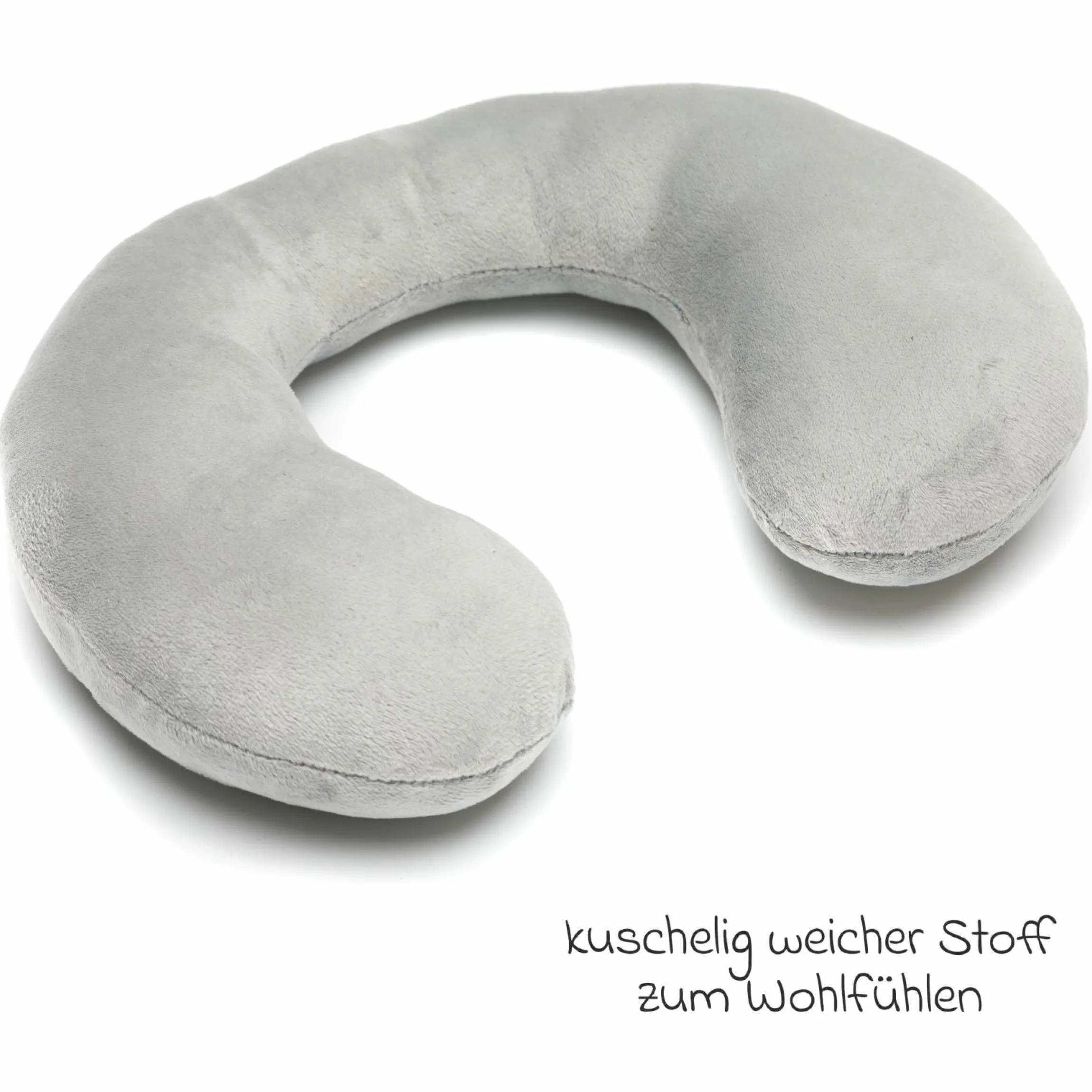 Nackenpolster / Nackenstütze mit Plüschoberfläche ergonomisch geformt - Grau