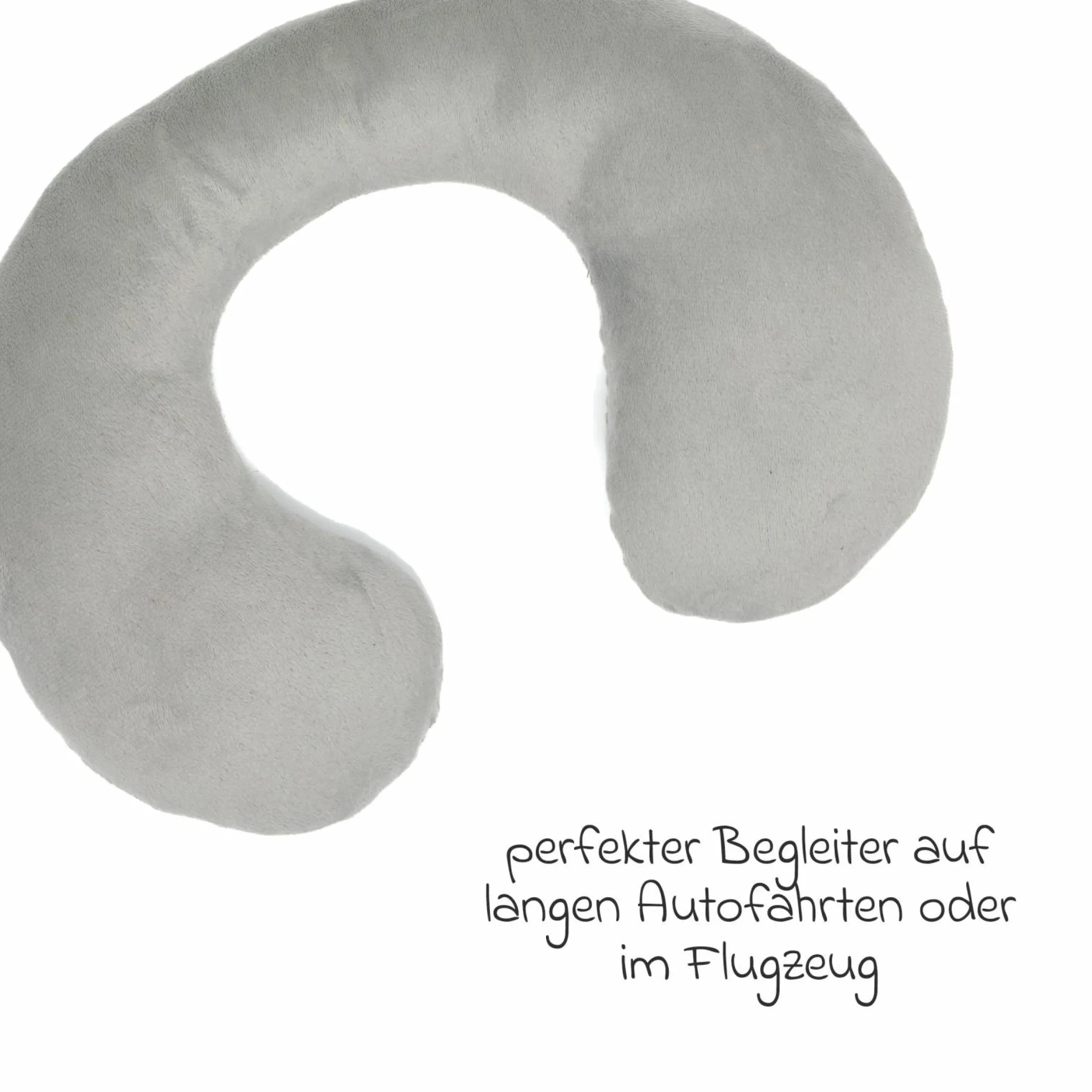 Nackenpolster / Nackenstütze mit Plüschoberfläche ergonomisch geformt - Grau