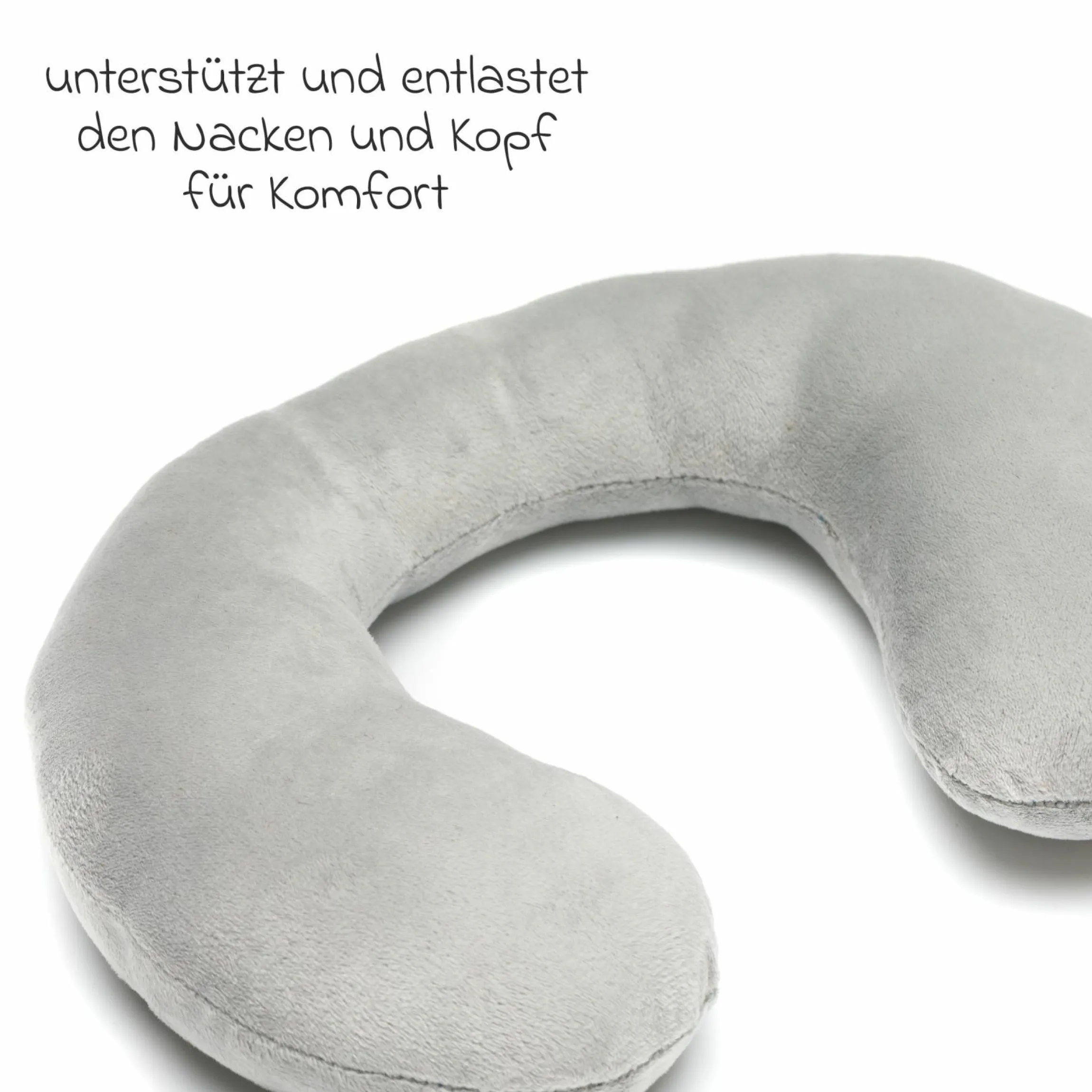 Nackenpolster / Nackenstütze mit Plüschoberfläche ergonomisch geformt - Grau