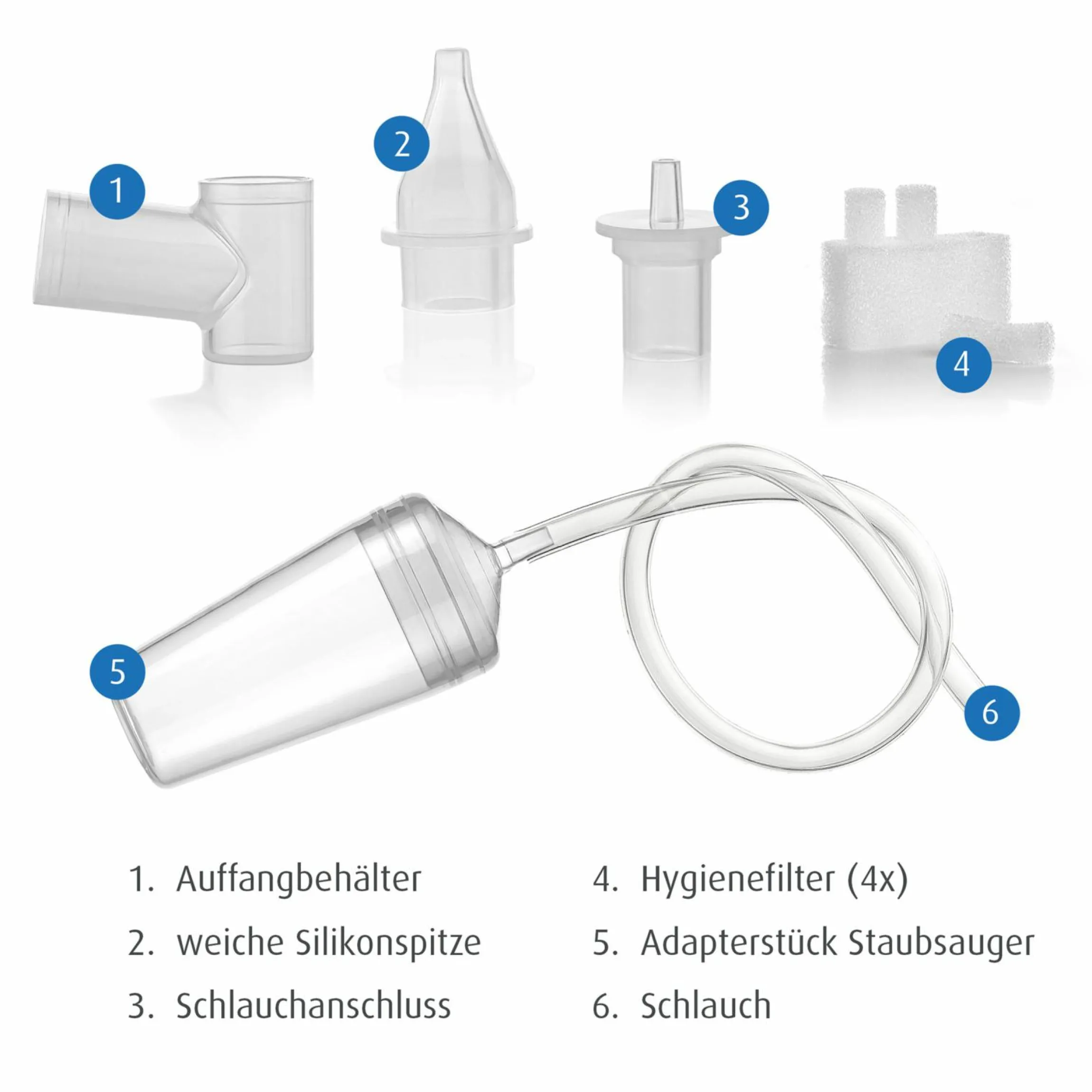 Nasensauger mit Staubsaugeraufsatz inkl. 3 Ersatzfilter - Transparent