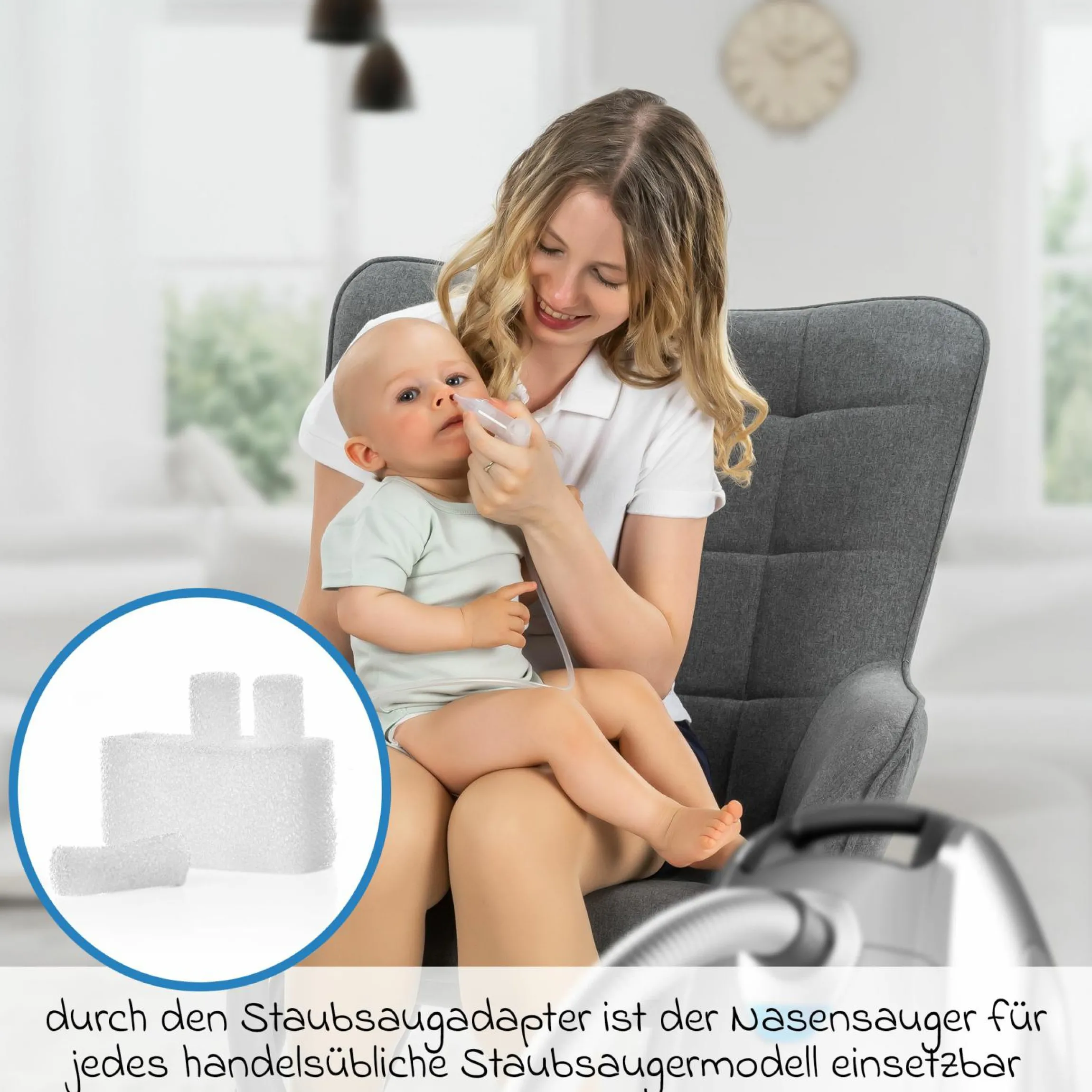 Nasensauger mit Staubsaugeraufsatz inkl. 3 Ersatzfilter - Transparent