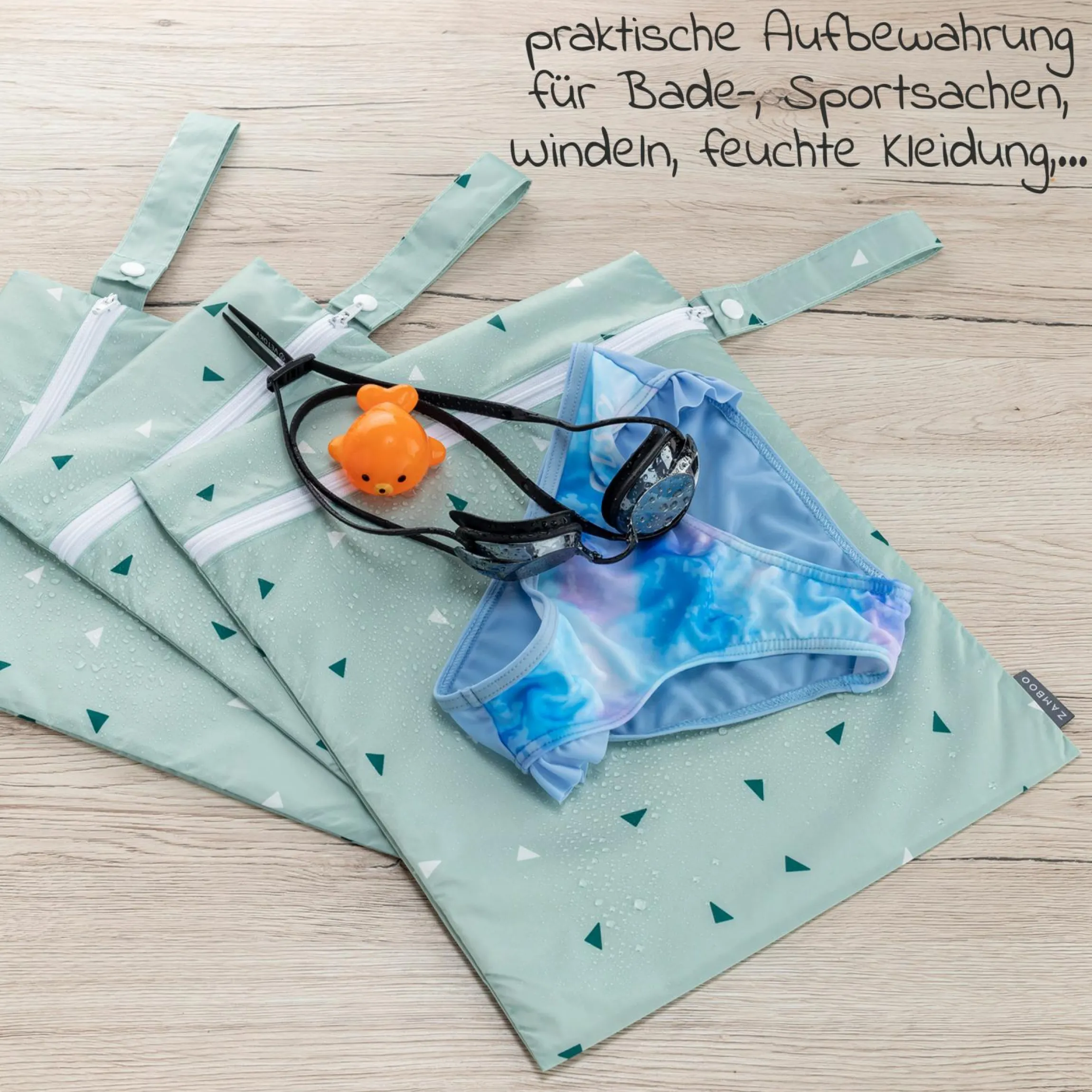 Nasstasche / Windeltasche 3er Pack - Triangel - Mintgrün