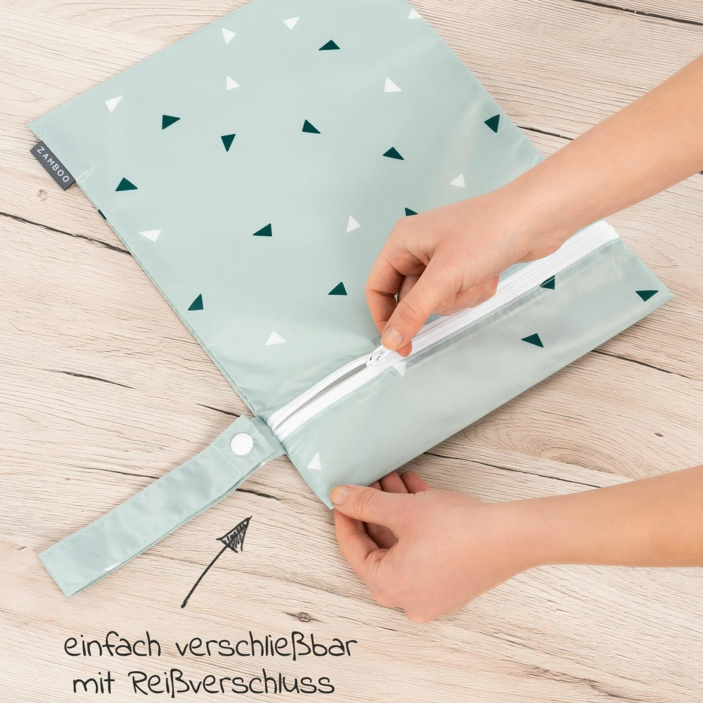 Nasstasche / Windeltasche 3er Pack - Triangel - Mintgrün