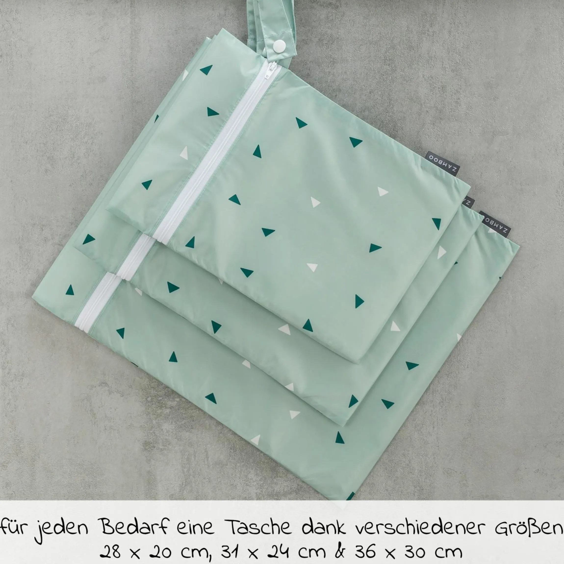 Nasstasche / Windeltasche 3er Pack - Triangel - Mintgrün