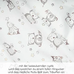 Nestchen 180 x 35 cm - Häschen & Eule - Weiß
