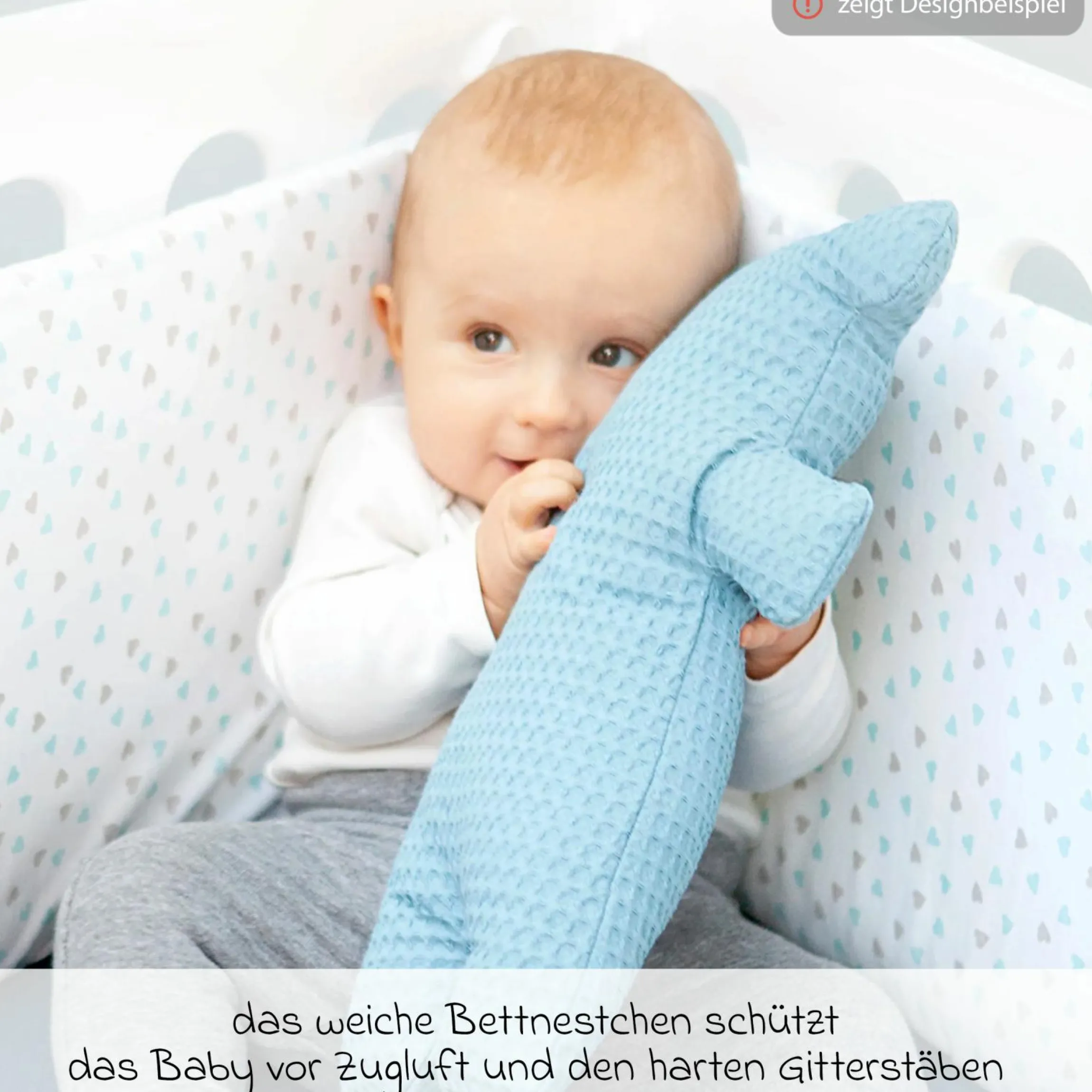 Nestchen 180 x 35 cm - Häschen & Eule - Weiß