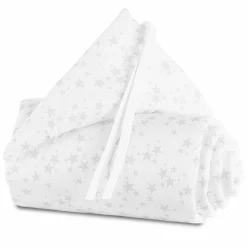 Nestchen aus Piqué für Beistellbett Maxi, Boxspring, Comfort, Comfort Plus - Sterne Perlgrau - Weiß - Kollektion 2024