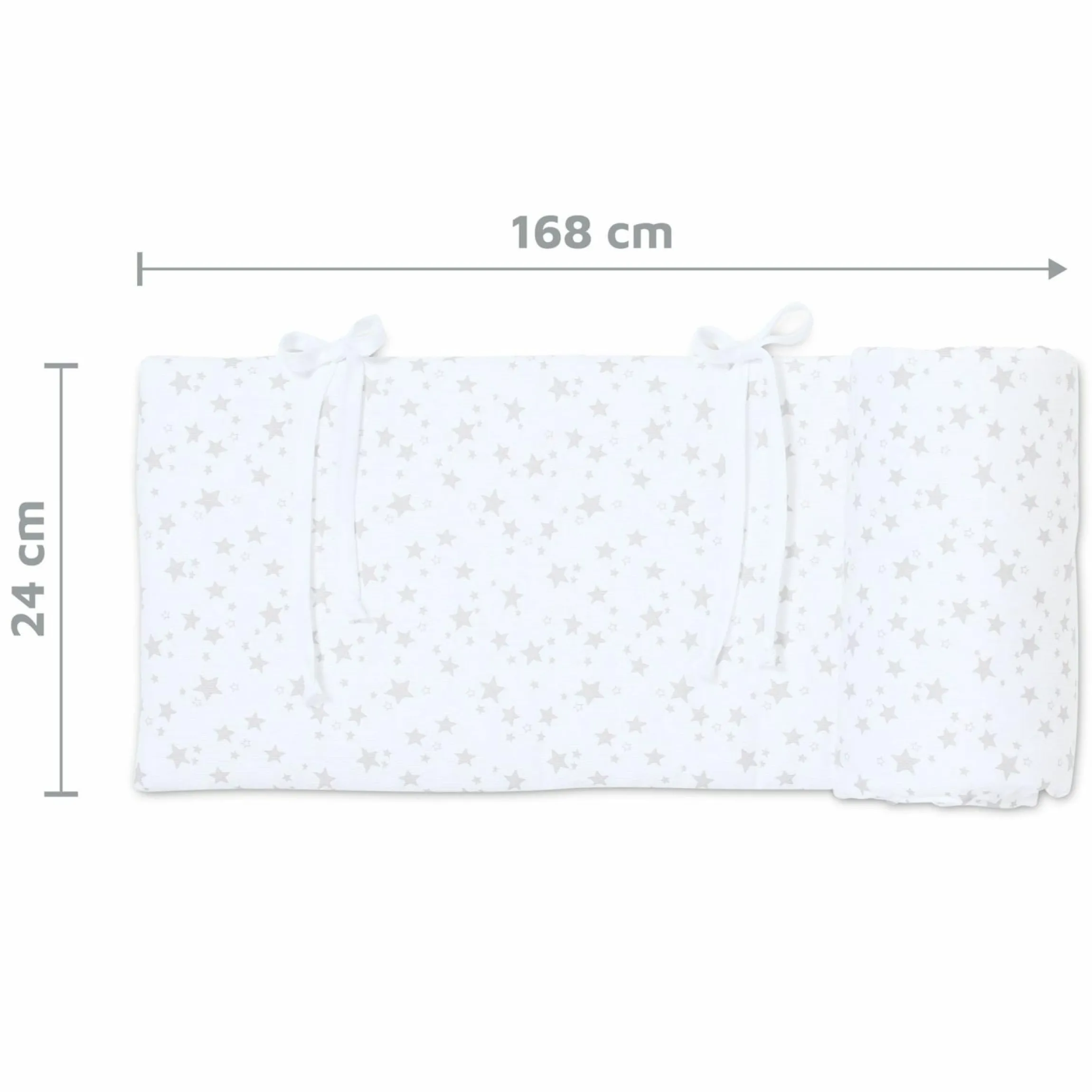 Nestchen aus Piqué für Beistellbett Maxi, Boxspring, Comfort, Comfort Plus - Sterne Perlgrau - Weiß - Kollektion 2024
