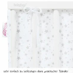Nestchen aus Piqué für Beistellbett Original - Sterne Perlgrau - Weiß - Kollektion 2024