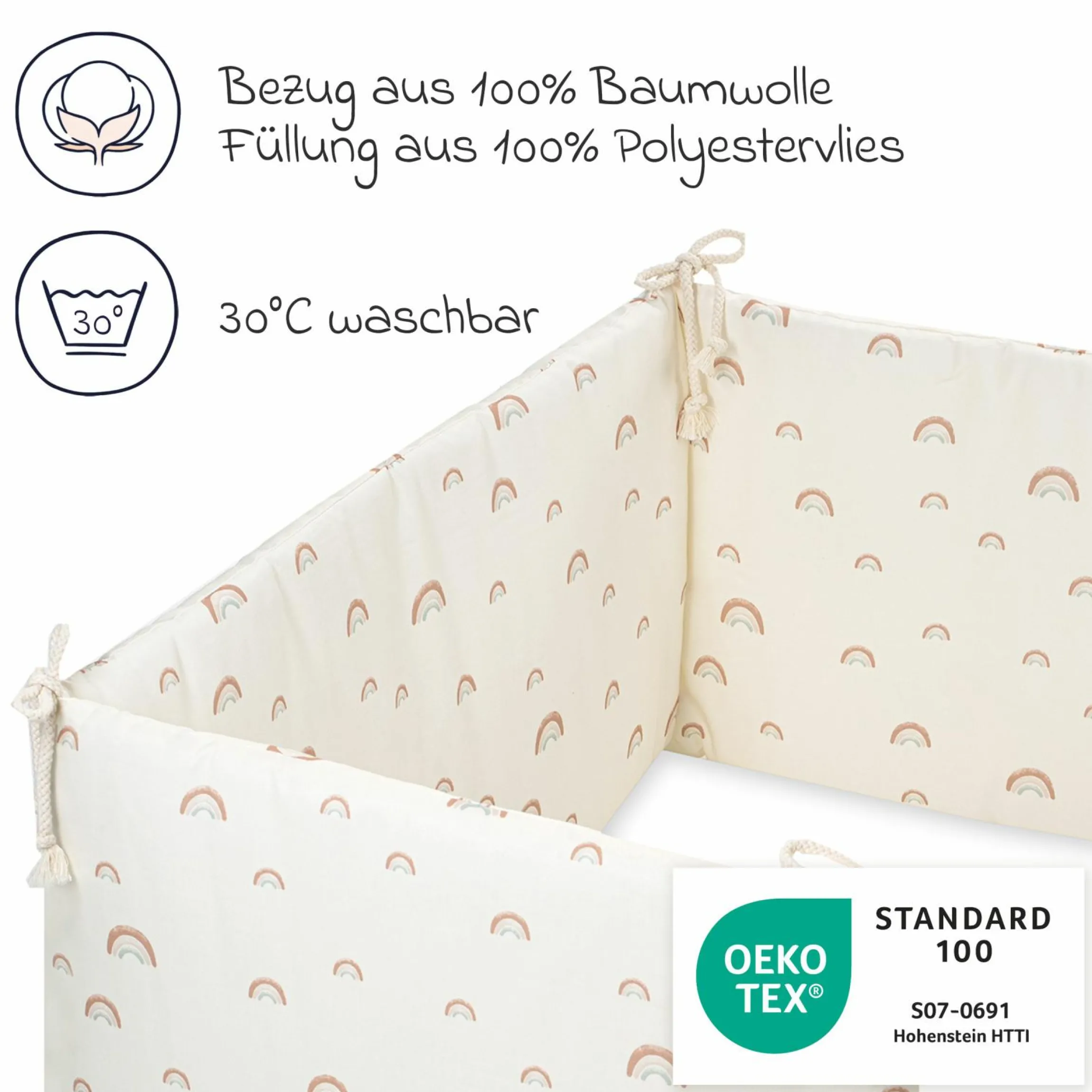 Nestchen Organic 180 x 35 cm - Rainbow