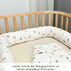 Nestchen-Rolle Jersey schützt im Kinderbett und im Laufgitter 165 cm - Rainbow - Ecru - Kollektion 2024