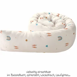 Nestchen-Rolle Jersey schützt im Kinderbett und im Laufgitter 165 cm - Rainbow - Ecru - Kollektion 2024