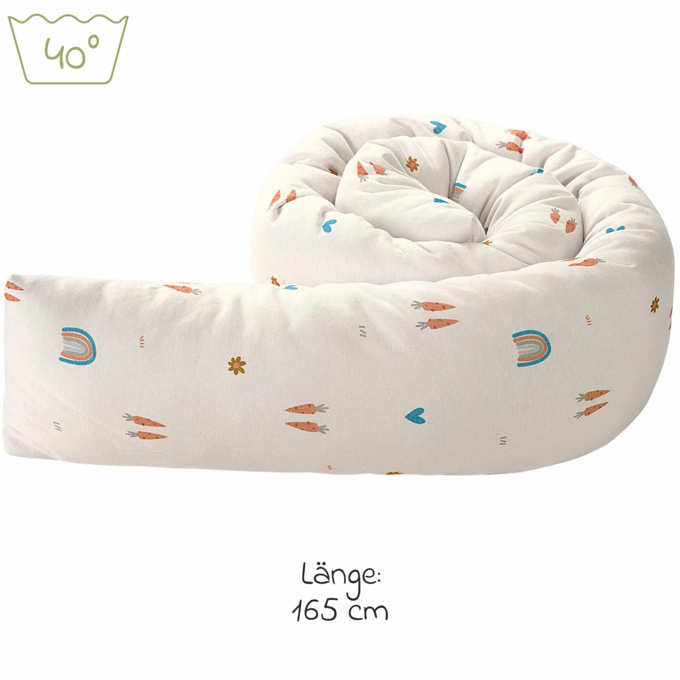 Nestchen-Rolle Jersey schützt im Kinderbett und im Laufgitter 165 cm - Rainbow - Ecru - Kollektion 2024