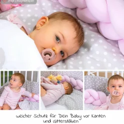 Nestchenschlange geflochten für Kinderbetten 200 cm - Weiß - Beige - Aqua - Kollektion 2024