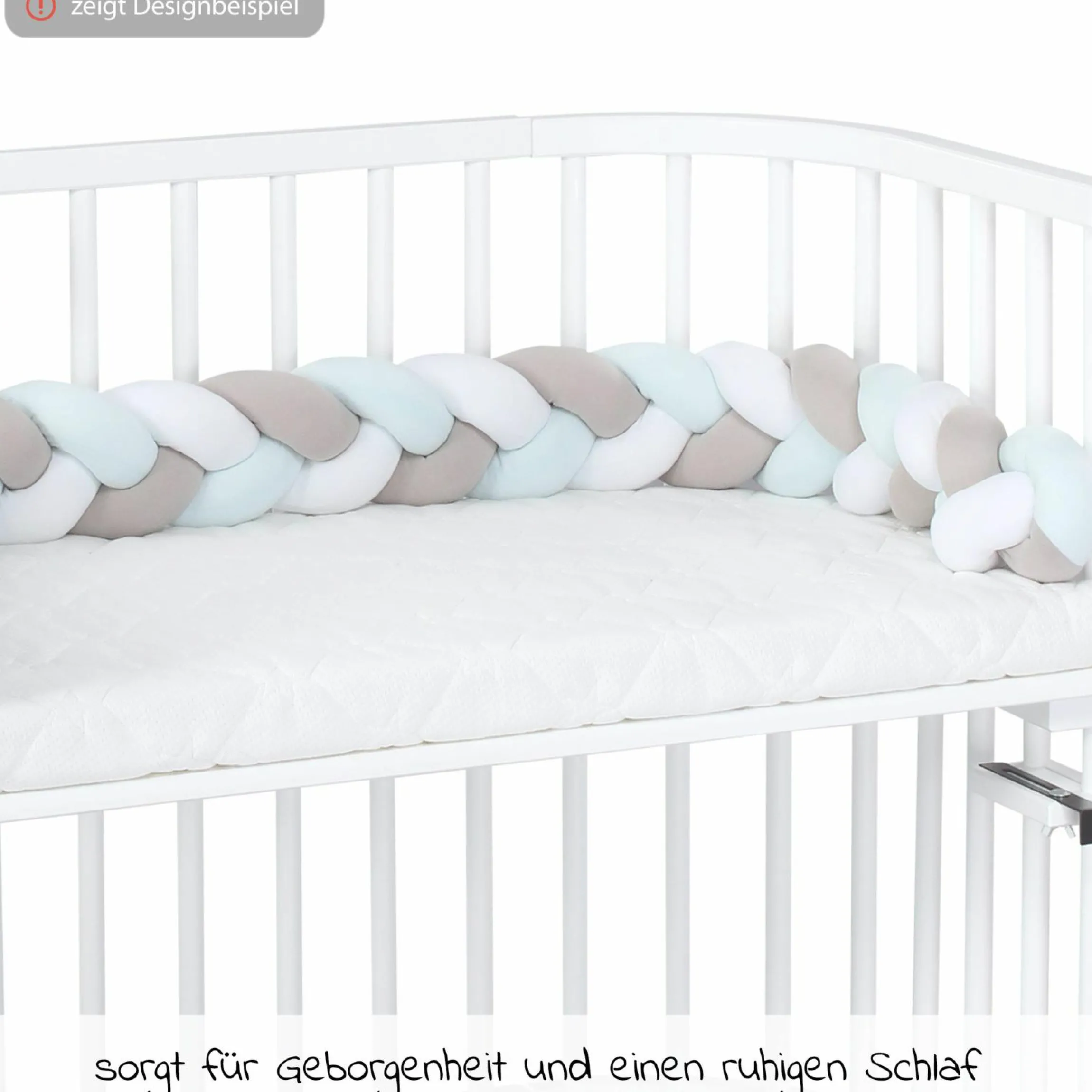 Nestchenschlange geflochten für Kinderbetten 200 cm - Weiß - Beige - Aqua - Kollektion 2024