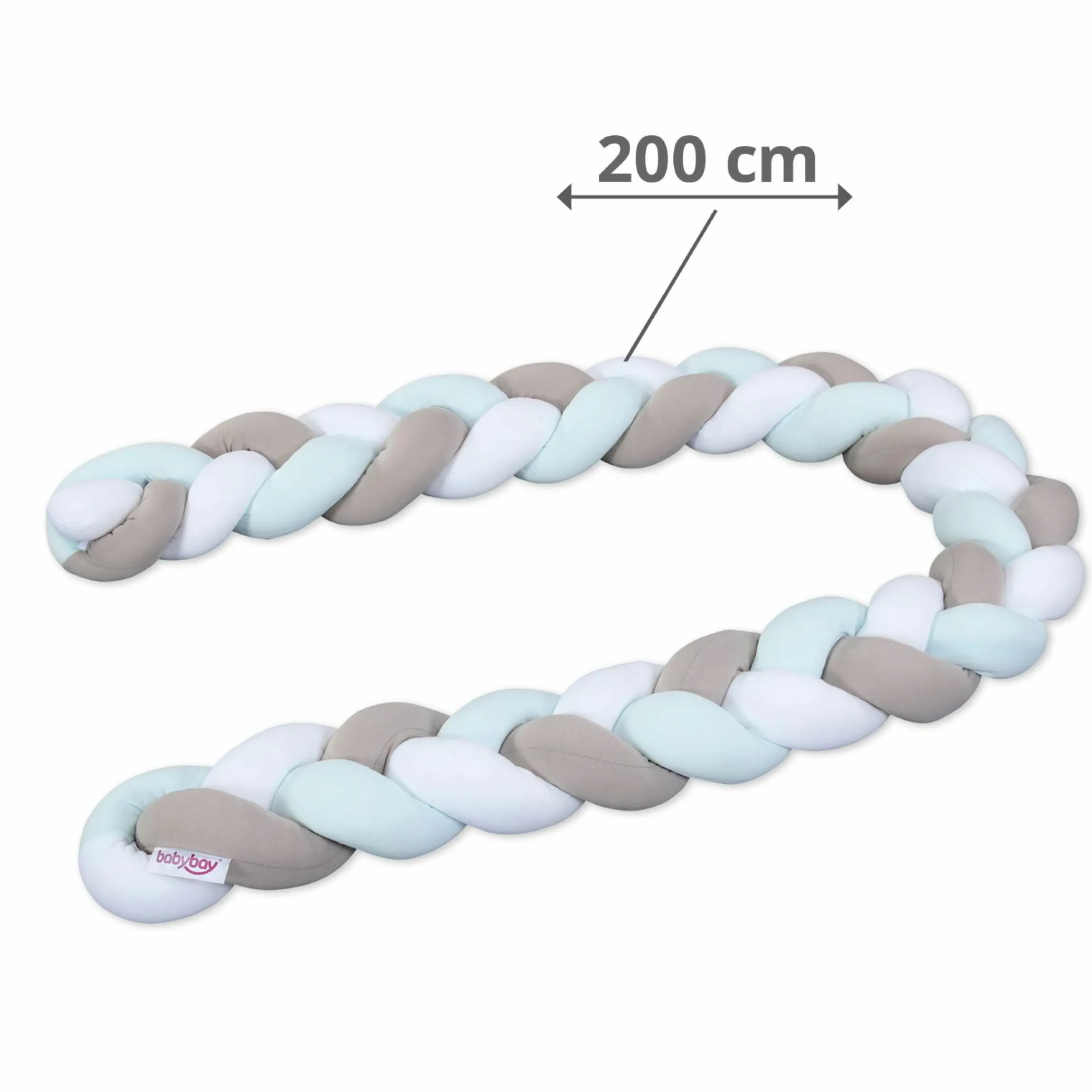 Nestchenschlange geflochten für Kinderbetten 200 cm - Weiß - Beige - Aqua - Kollektion 2024