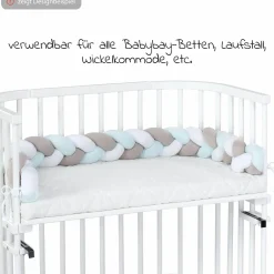 Nestchenschlange geflochten für alle Babybay Beistellbetten 180 cm - Weiß - Beige - Aqua - Kollektion 2024