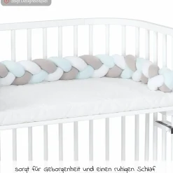 Nestchenschlange geflochten für alle Babybay Beistellbetten 180 cm - Weiß - Beige - Aqua - Kollektion 2024