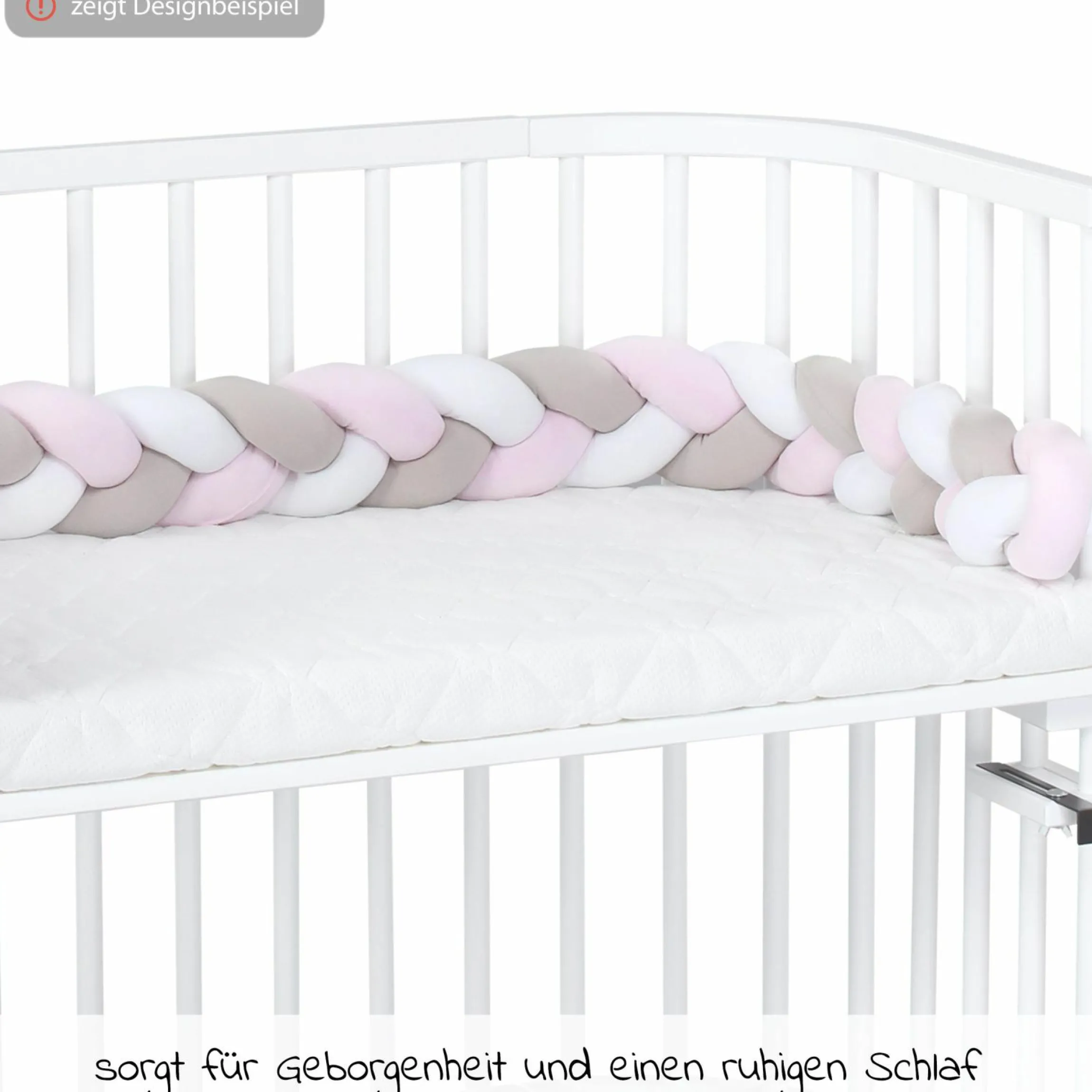 Nestchenschlange geflochten für alle Babybay Beistellbetten 180 cm - Weiß - Beige - Rosé - Kollektion 2024