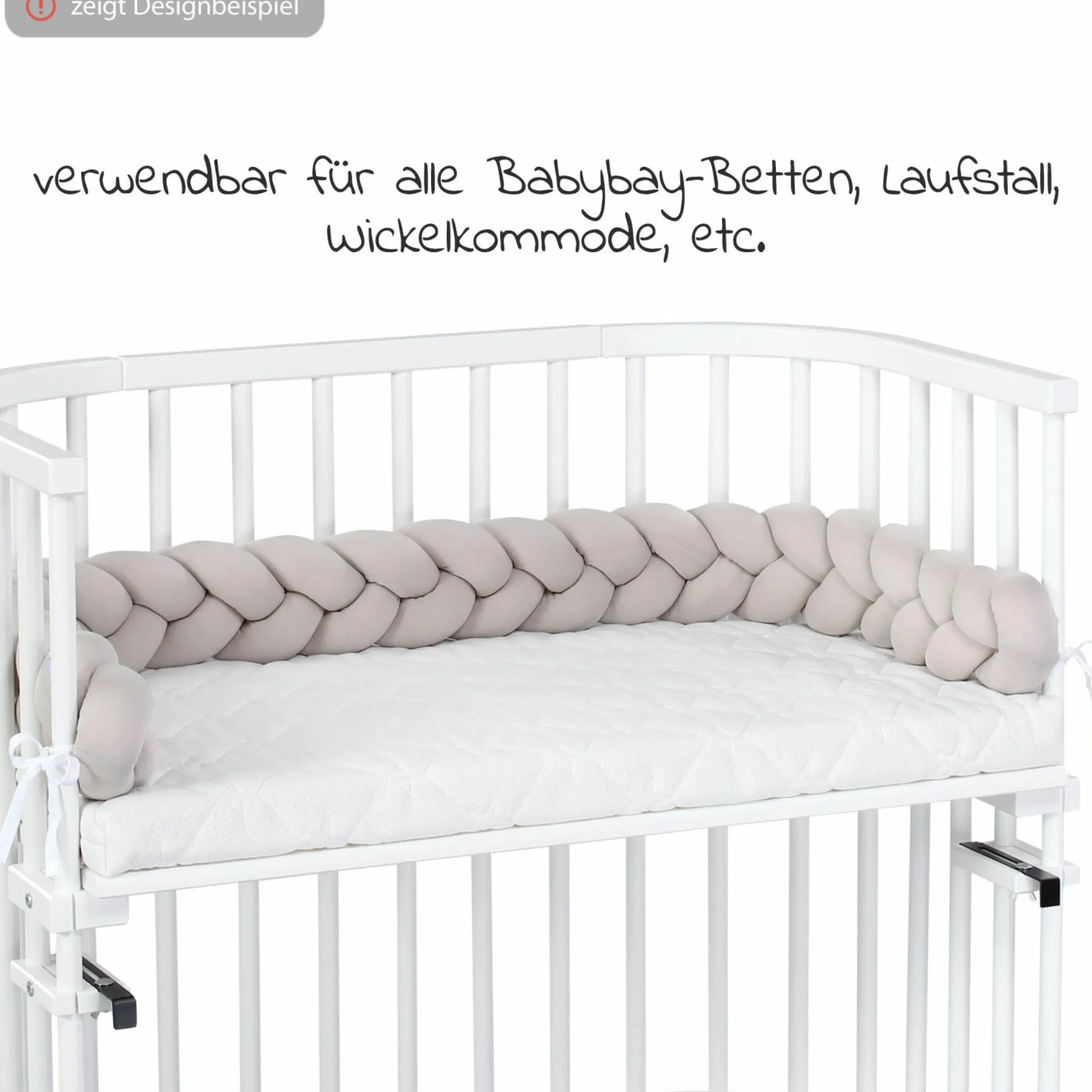 Nestchenschlange geflochten für Kinderbetten 200 cm - Beige - Kollektion 2024
