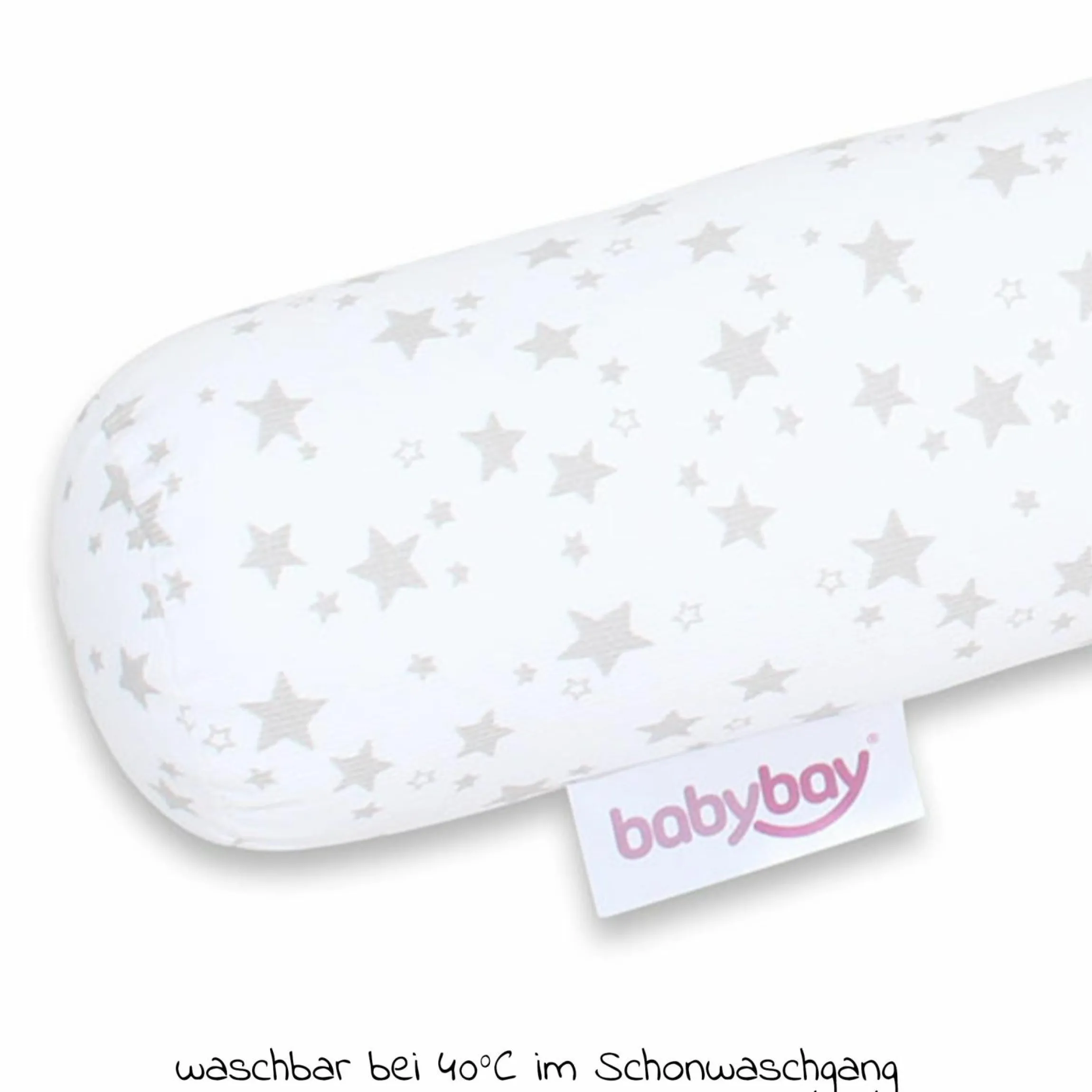 Nestchenschlange Piqué für alle Babybay Beistellbetten 180 cm - Sterne Perlgrau - Weiß - Kollektion 2024