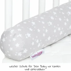 Nestchenschlange Piqué für alle Babybay Beistellbetten 180 cm - Sterne Weiß - Perlgrau - Kollektion 2024