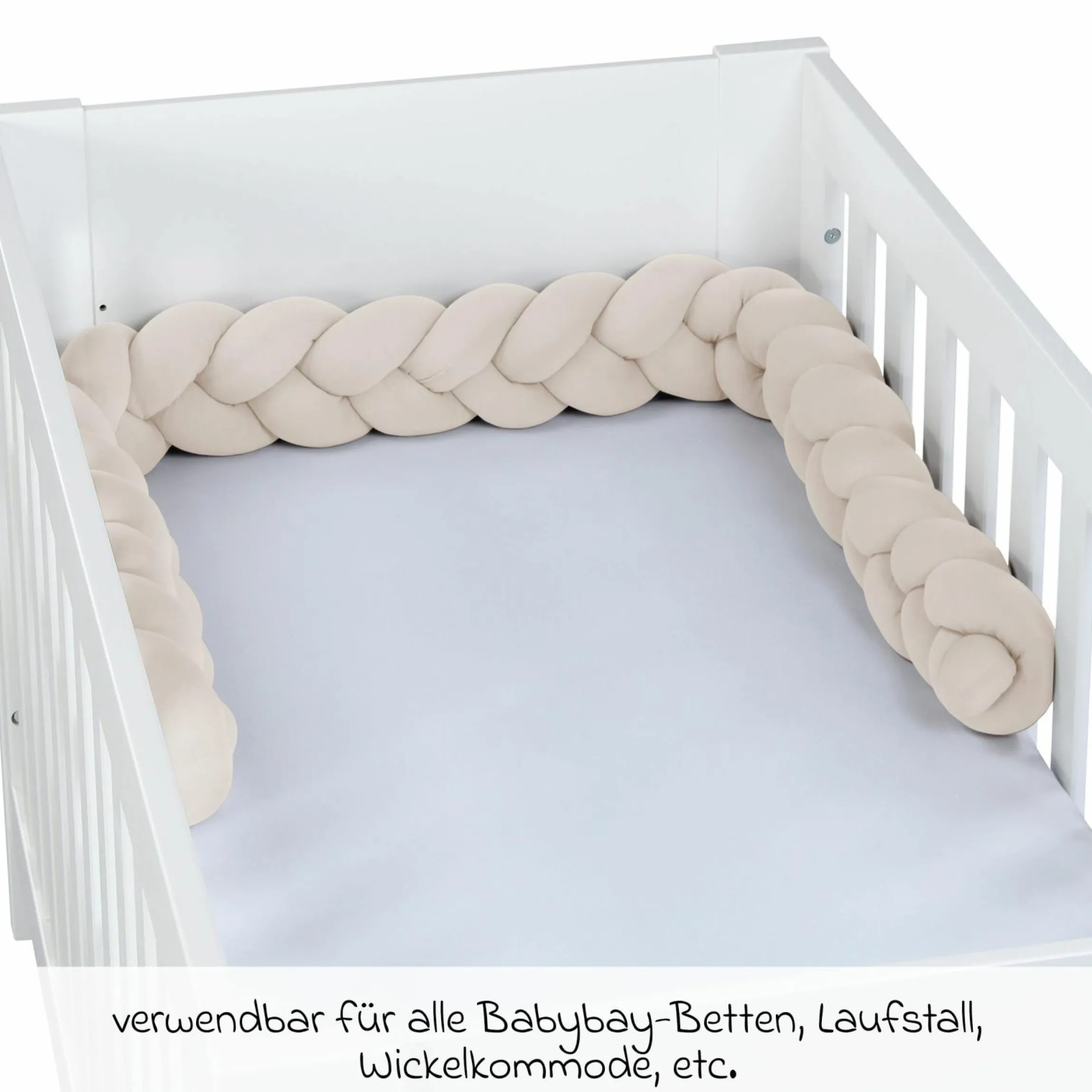 Nestschenschlange geflochten für Kinderbetten 200 cm - Creme - Kollektion 2024