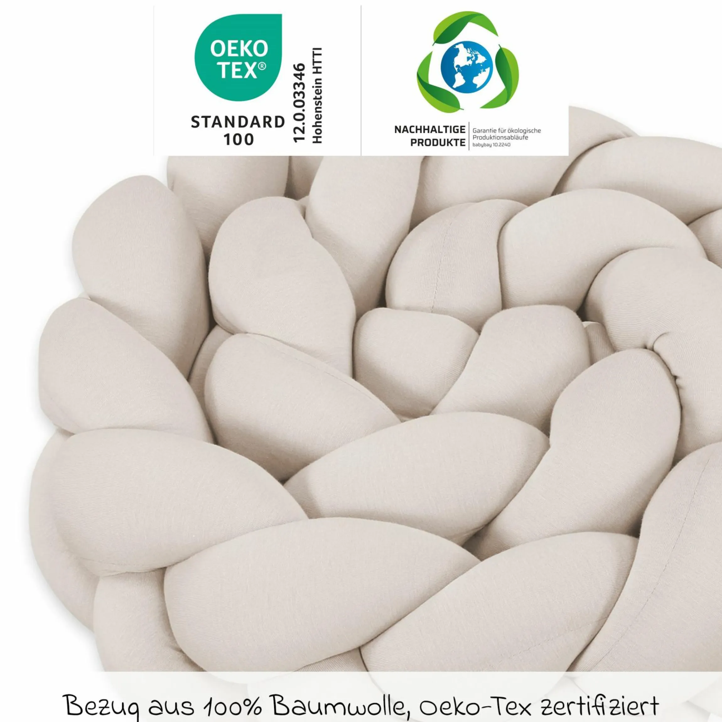 Nestschenschlange geflochten für Kinderbetten 200 cm - Creme - Kollektion 2024