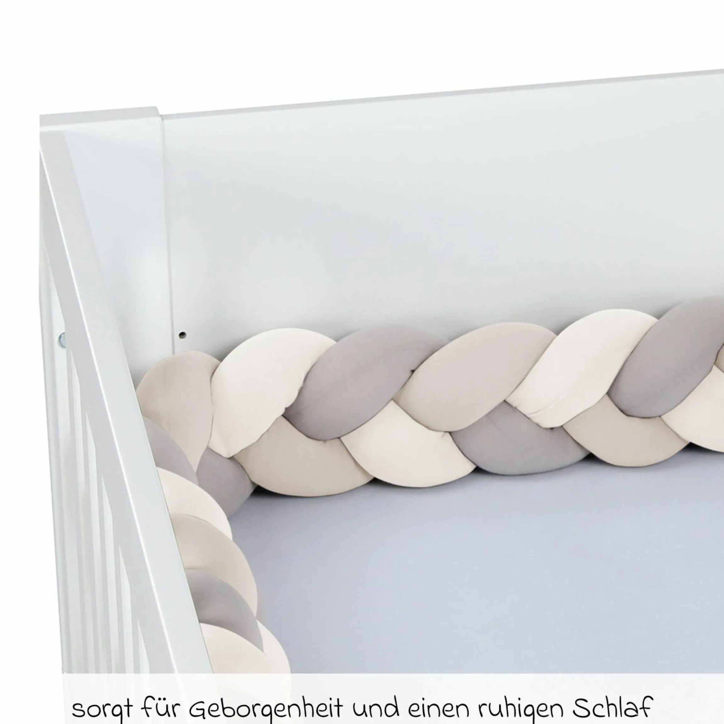 Nestschenschlange geflochten für Kinderbetten 200 cm - Ivory - Beige - Creme - Kollektion 2024