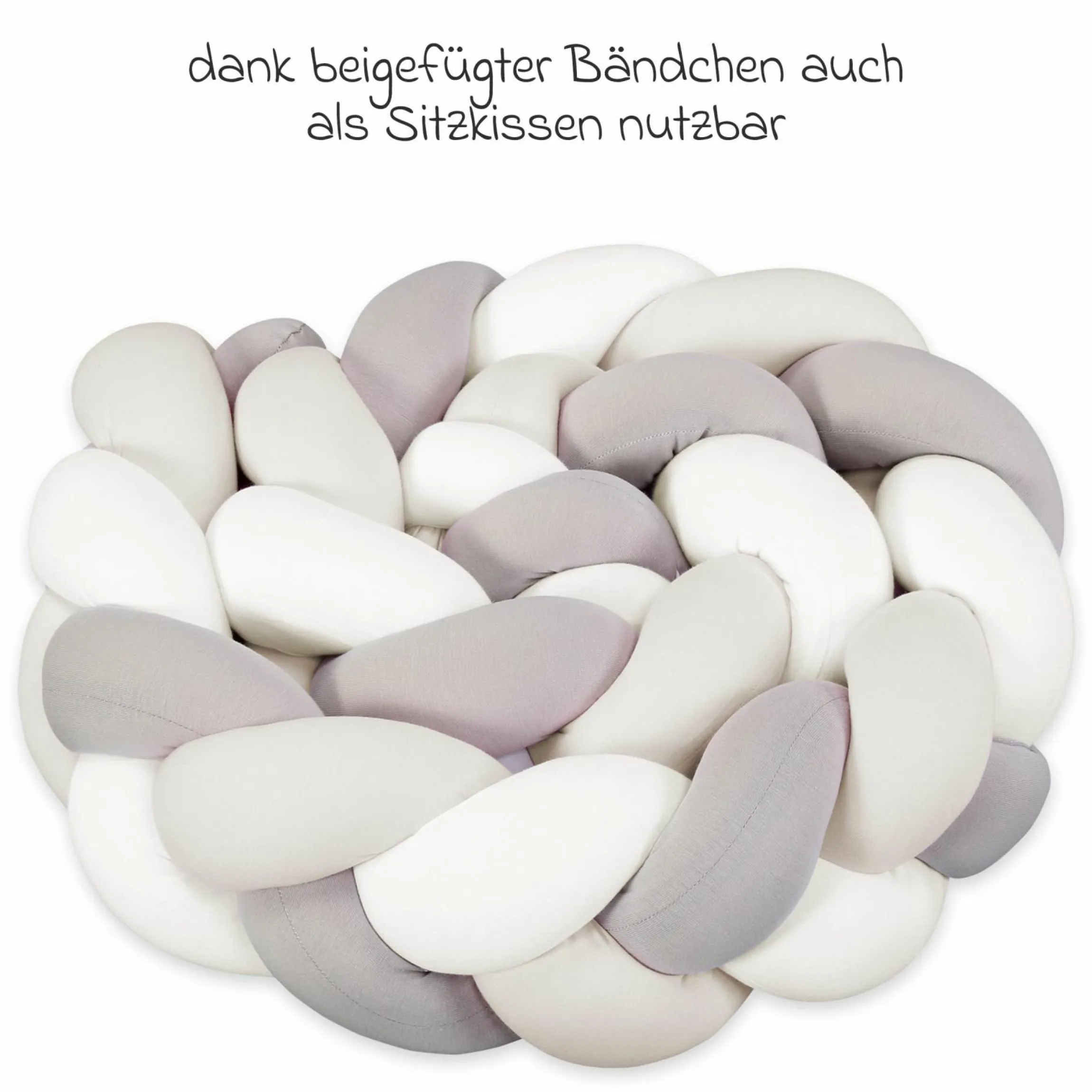 Nestschenschlange geflochten für Kinderbetten 200 cm - Ivory - Beige - Creme - Kollektion 2024