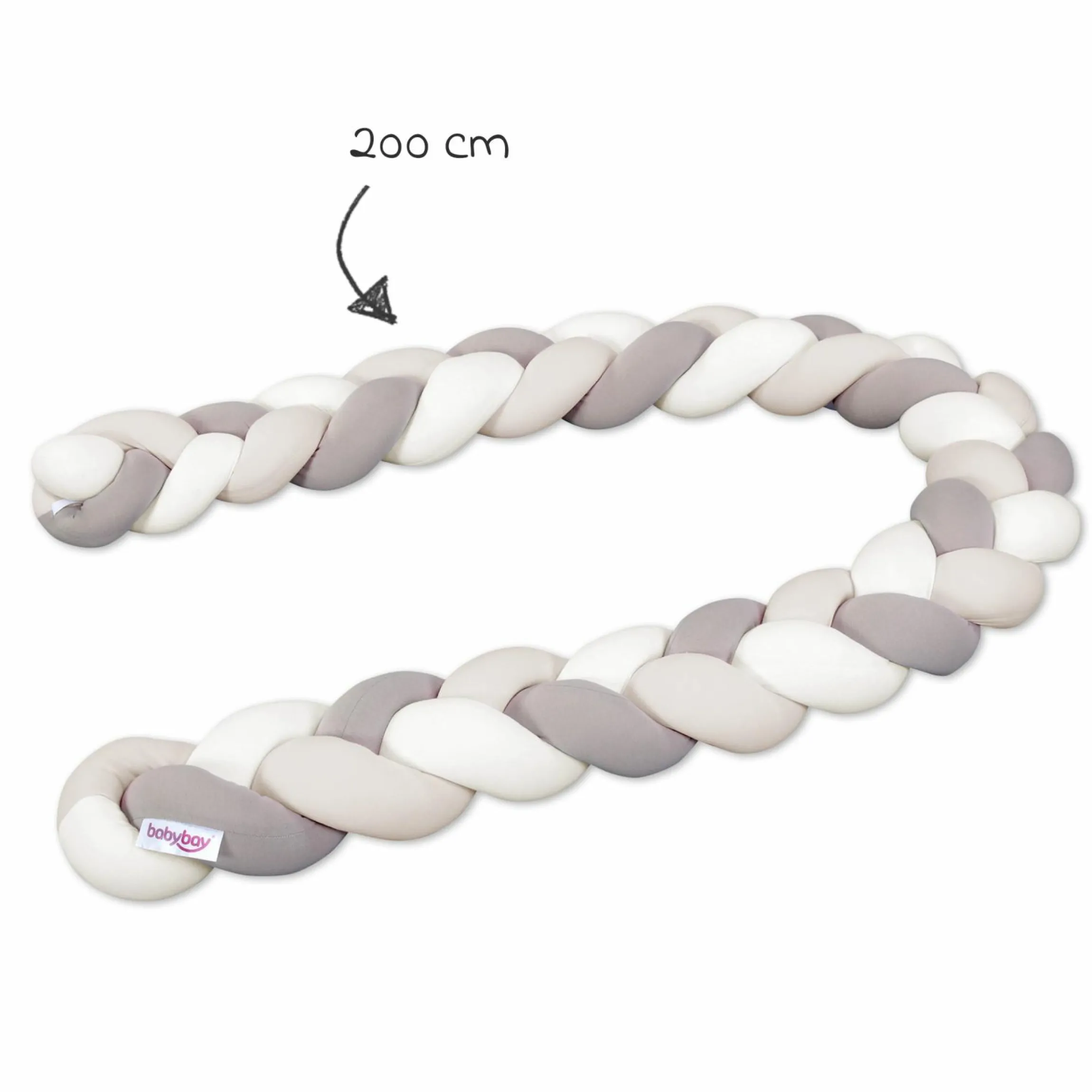 Nestschenschlange geflochten für Kinderbetten 200 cm - Ivory - Beige - Creme - Kollektion 2024