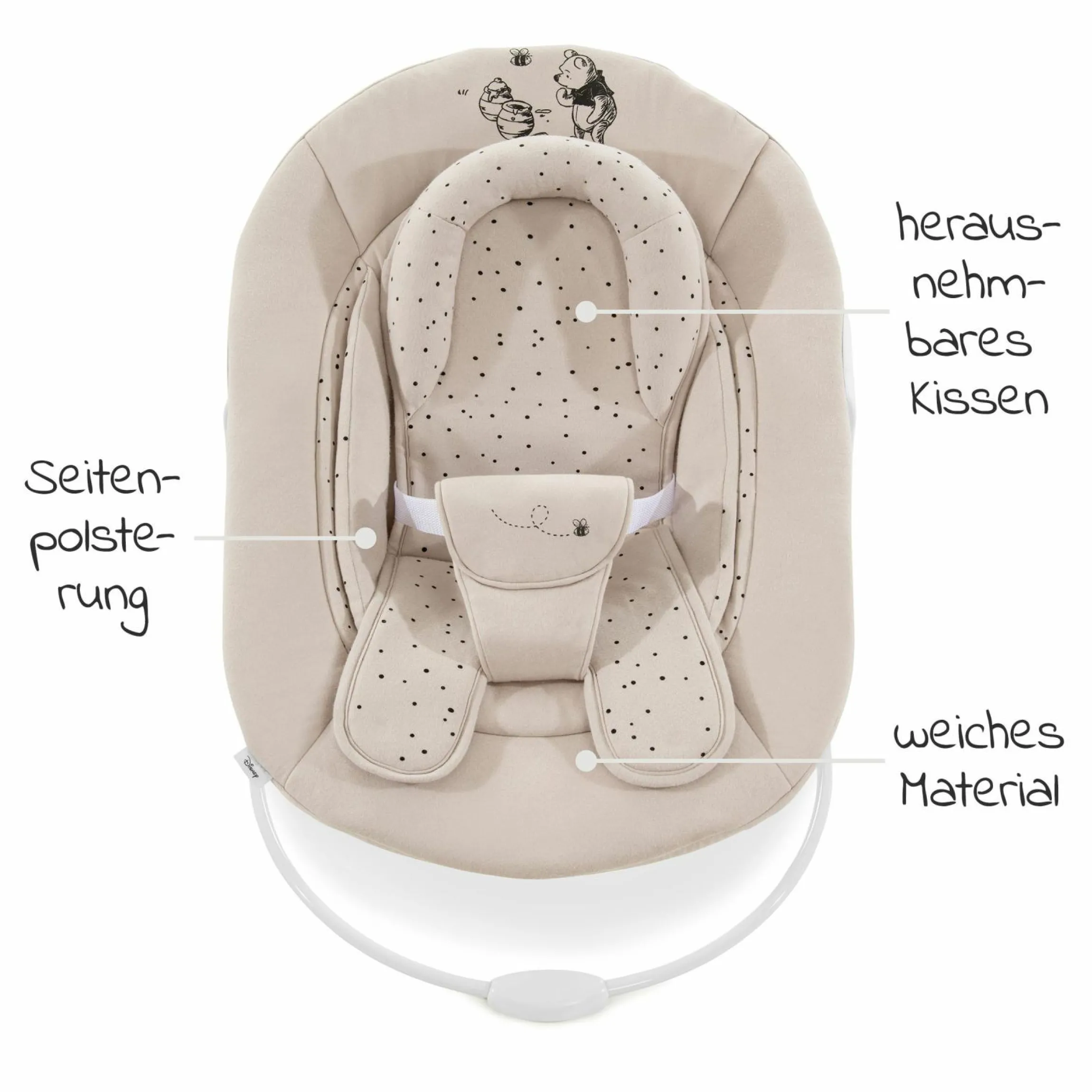 Neugeborenenaufsatz & Wippe für Alpha Hochstuhl Bouncer 2in1 - Disney - Winnie the Pooh Beige