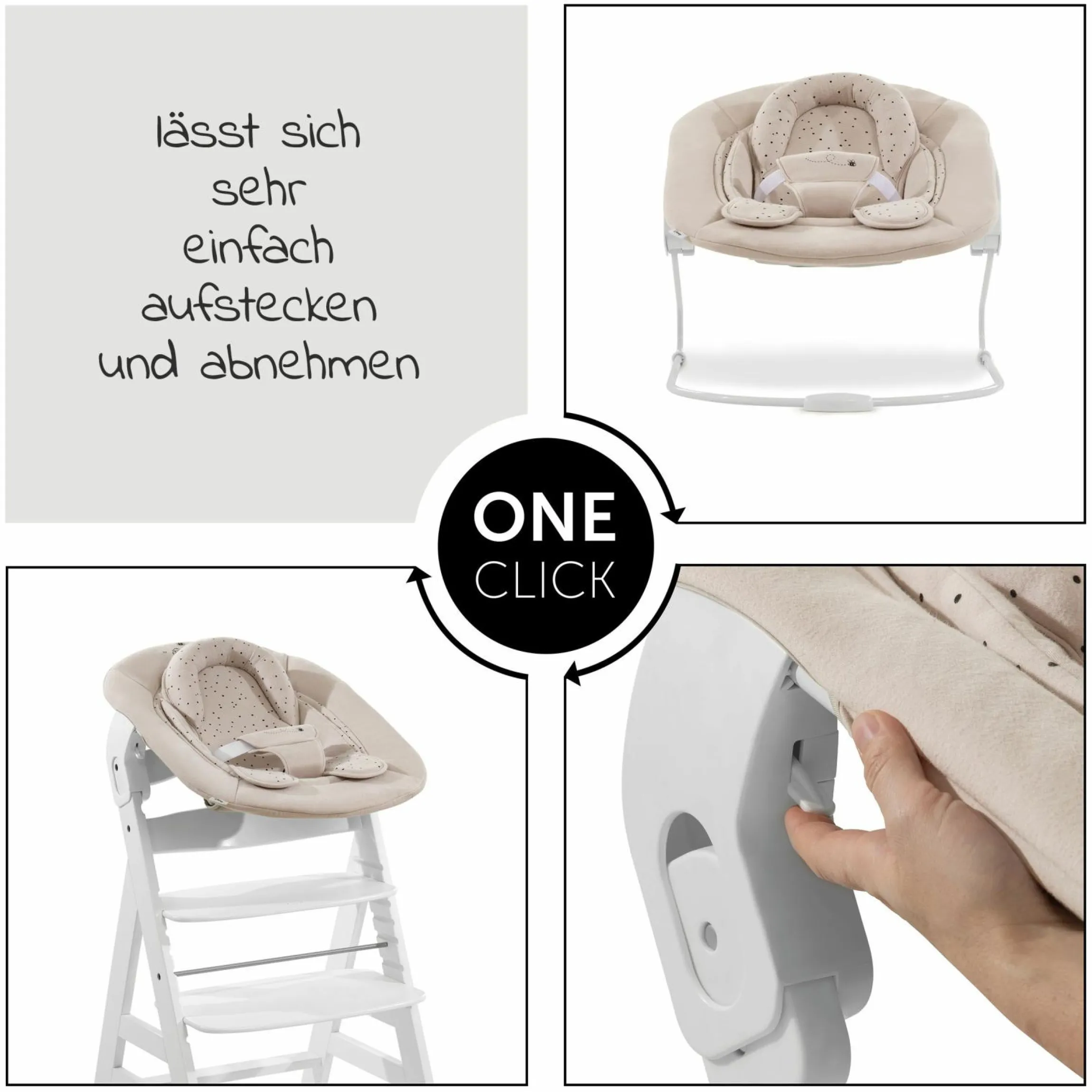 Neugeborenenaufsatz & Wippe für Alpha Hochstuhl Bouncer 2in1 - Disney - Winnie the Pooh Beige