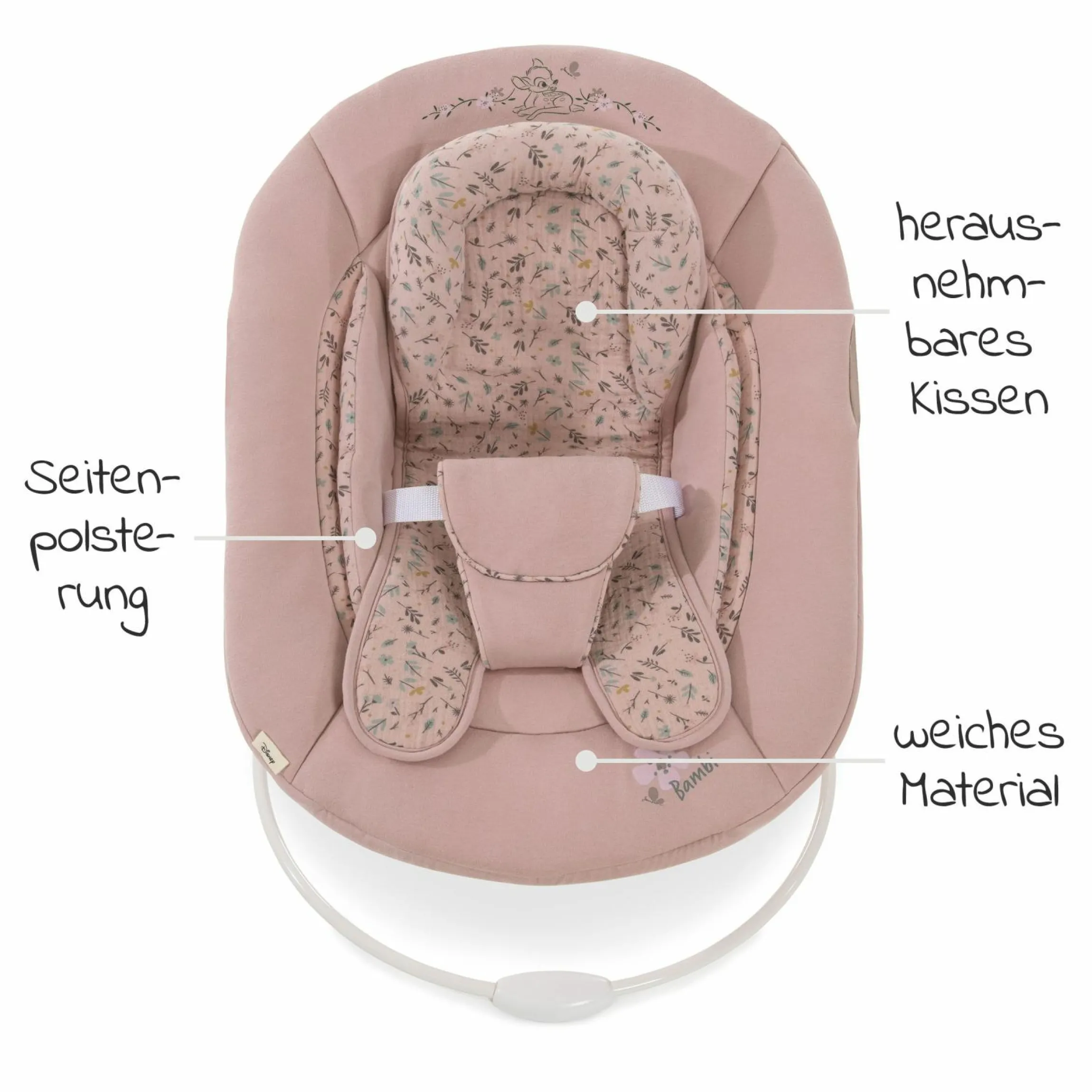Neugeborenenaufsatz & Wippe für Alpha Hochstuhl Bouncer 2in1 - Disney - Bambi Rose