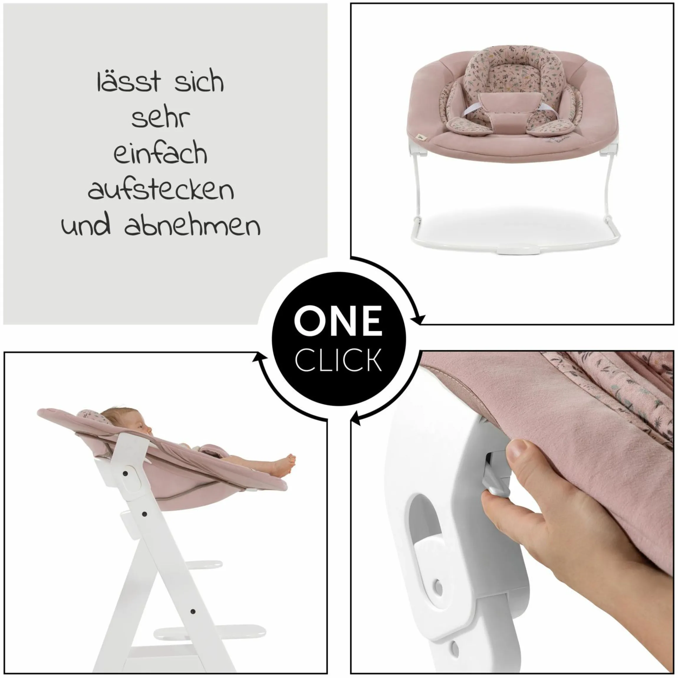 Neugeborenenaufsatz & Wippe für Alpha Hochstuhl Bouncer 2in1 - Disney - Bambi Rose