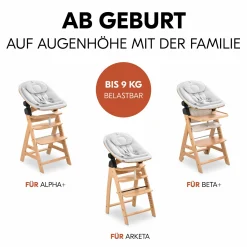 Neugeborenenaufsatz & Wippe Highchair Bouncer Eco - für Alpha, Beta & Arketa Hochstuhl - Light Grey