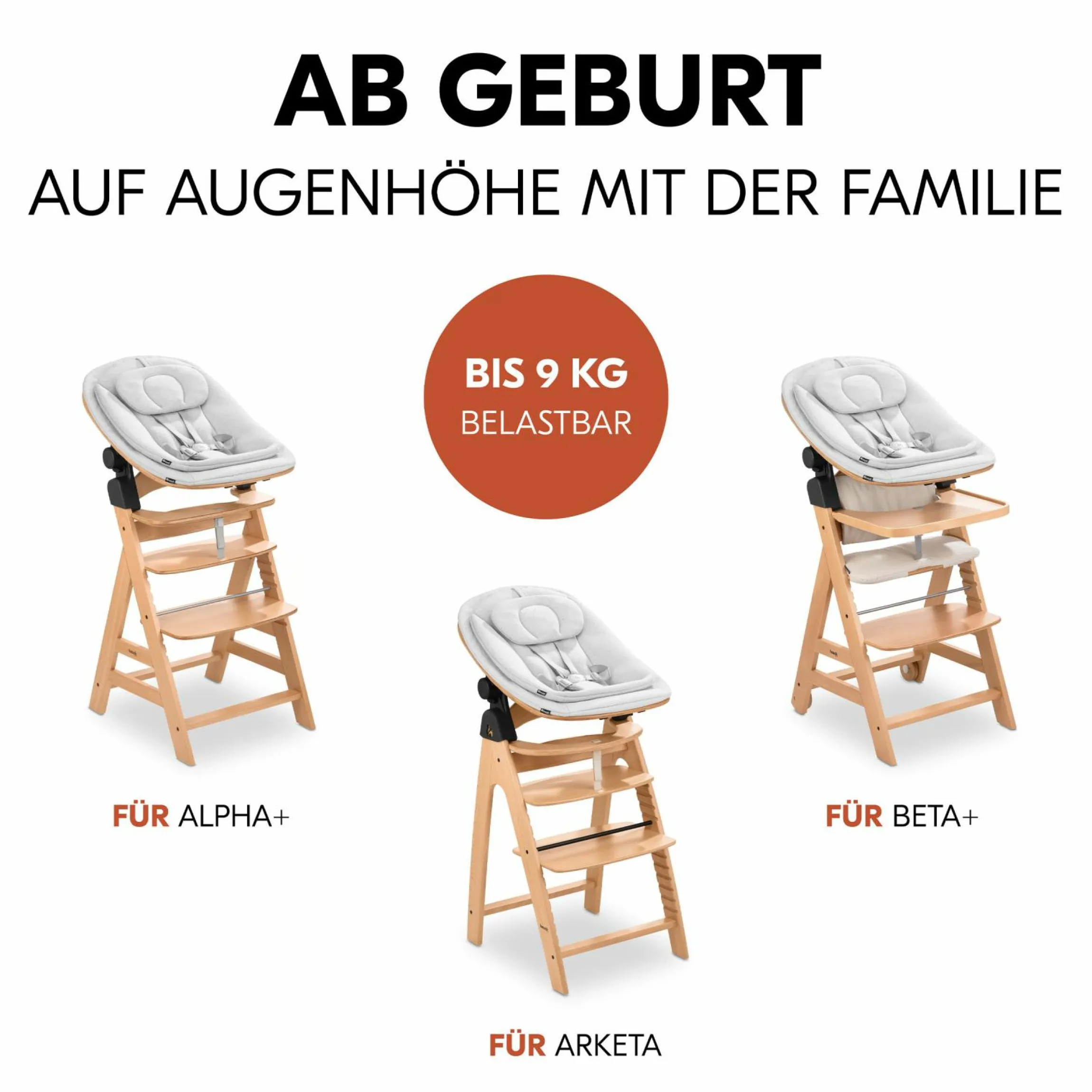 Neugeborenenaufsatz & Wippe Highchair Bouncer Eco - für Alpha, Beta & Arketa Hochstuhl - Light Grey