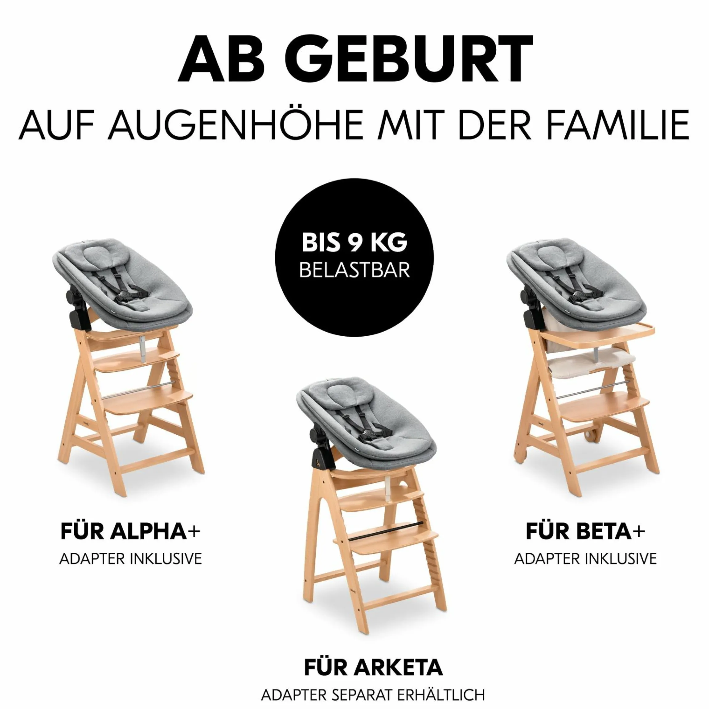 Neugeborenenaufsatz & Wippe Highchair Bouncer für Alpha, Beta & Arketa Hochstuhl - Dark Grey Melange
