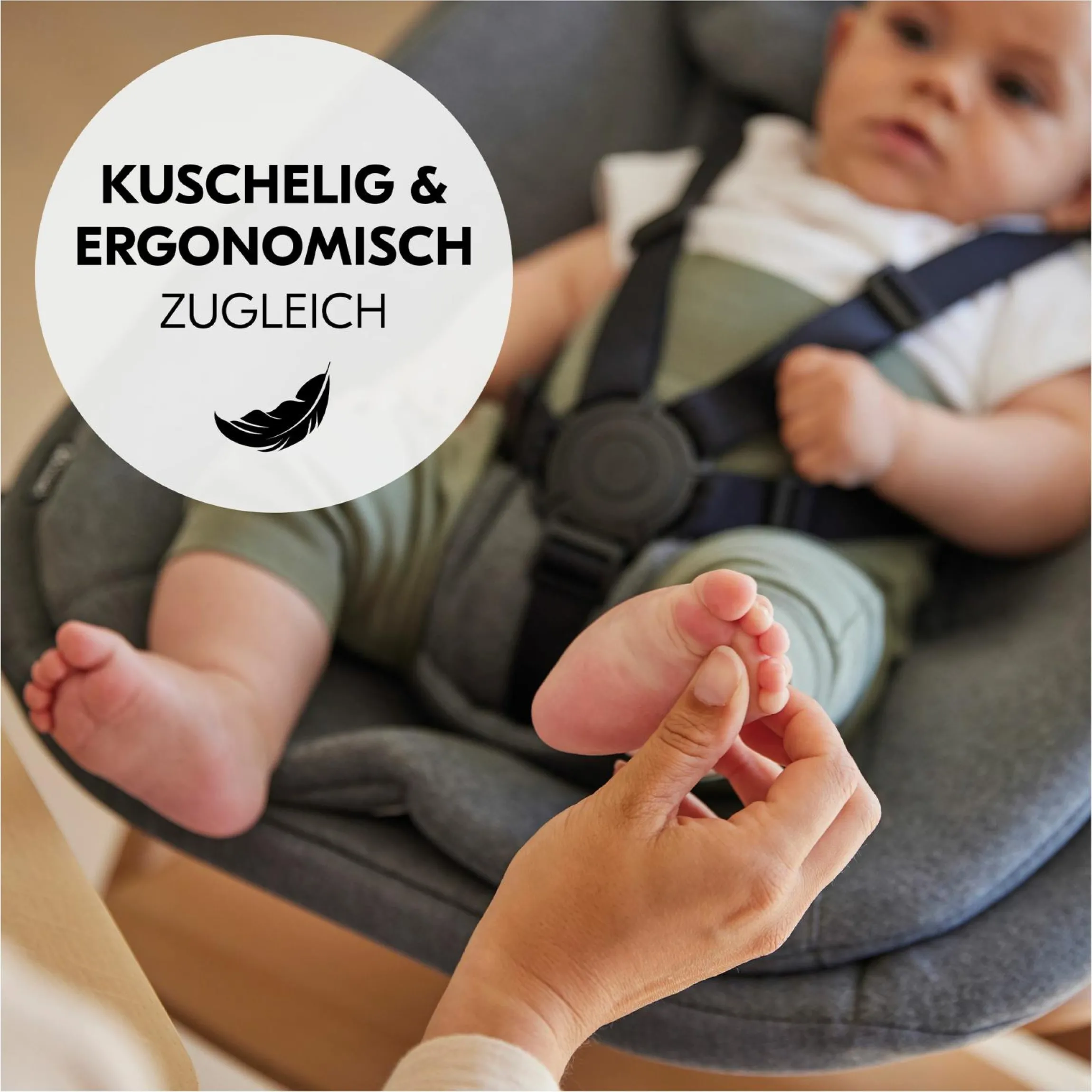 Neugeborenenaufsatz & Wippe Highchair Bouncer für Alpha, Beta & Arketa Hochstuhl - Dark Grey Melange