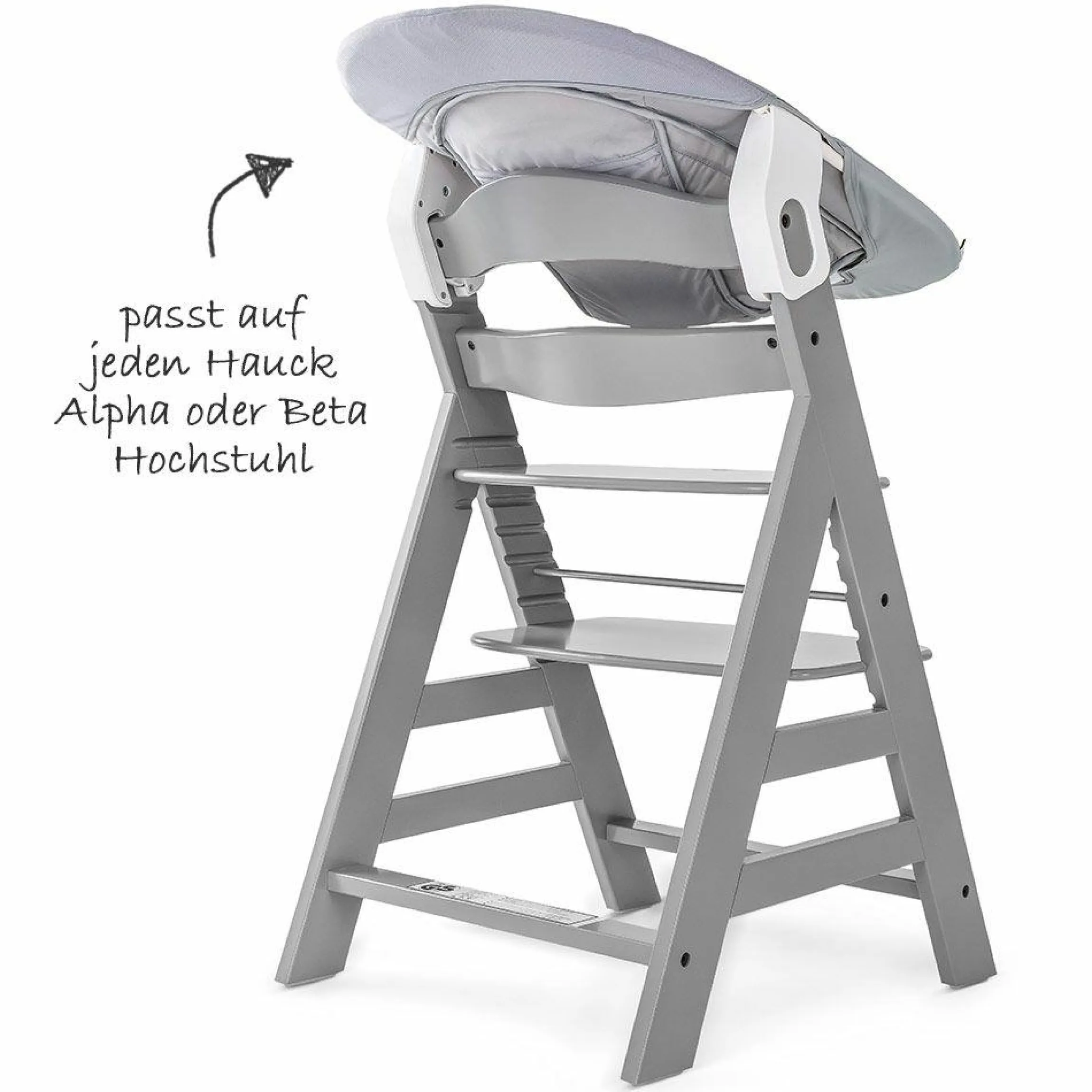 Neugeborenenaufsatz & Wippe für Alpha Hochstuhl - Bouncer 2in1 - Stretch Grey