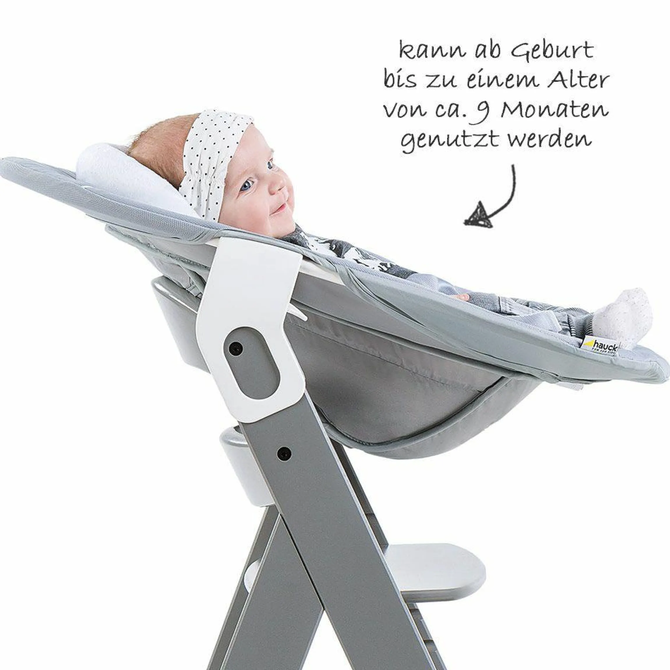 Neugeborenenaufsatz & Wippe für Alpha Hochstuhl - Bouncer 2in1 - Stretch Grey